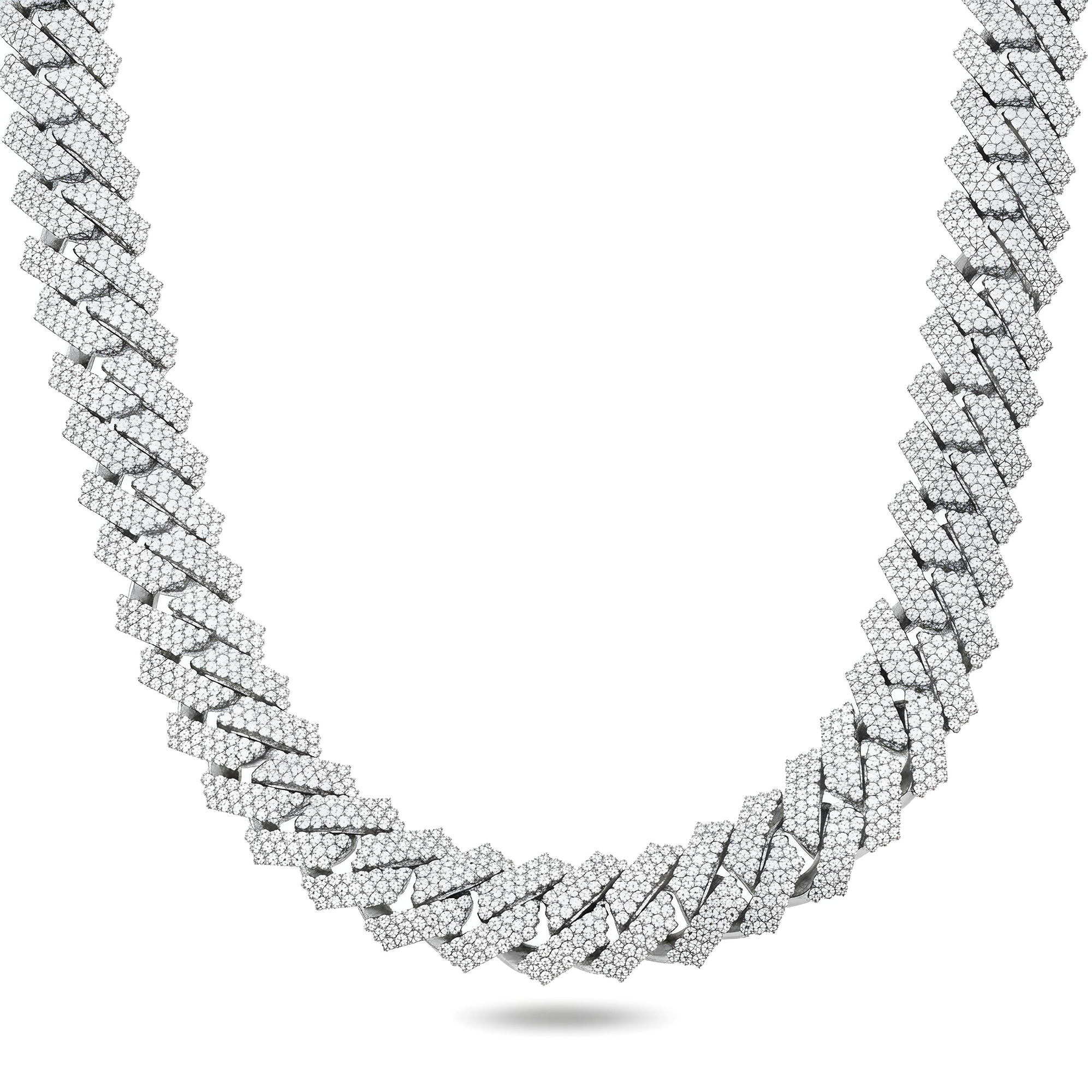 14K Yellow Gold Round Diamond Cuban Link Chain 57.0ct