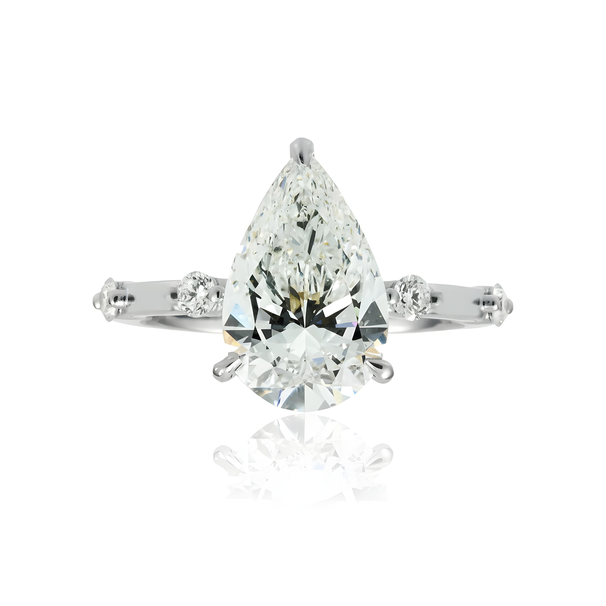 18K Yellow Gold 3.08ct Pear Diamond Engagement Ring 3.32ct