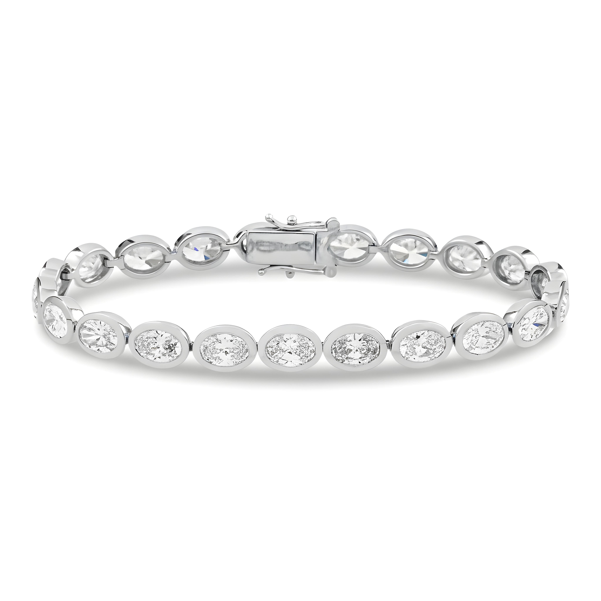 14K Yellow Gold Bezel Set Oval Cut Diamond Tennis bracelet 11.40ct