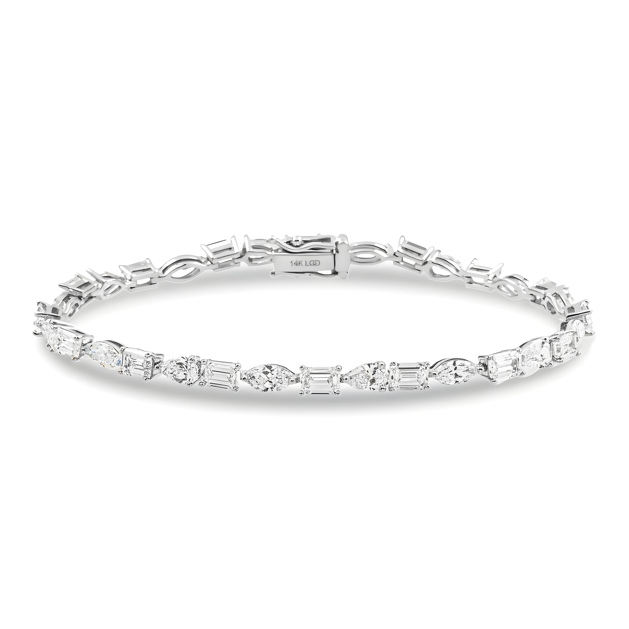 14K Yellow Gold Multi Cut Diamond Bracelet 8.96ct
