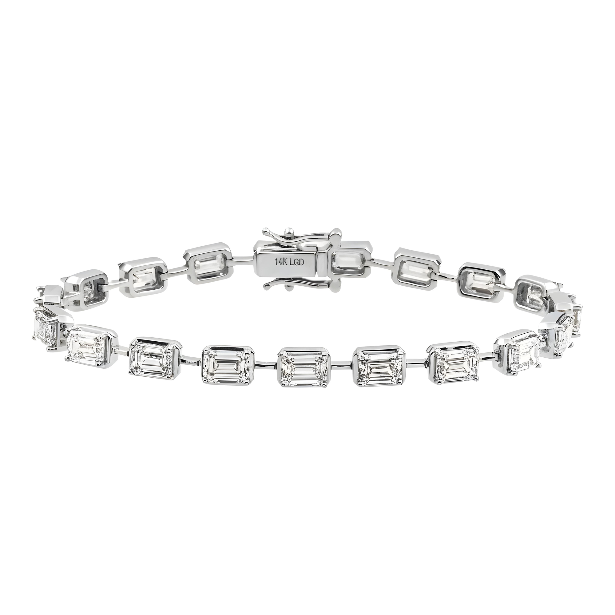 14K Yellow Gold Emerald Cut Diamond Satellite Bracelet 10.41ct