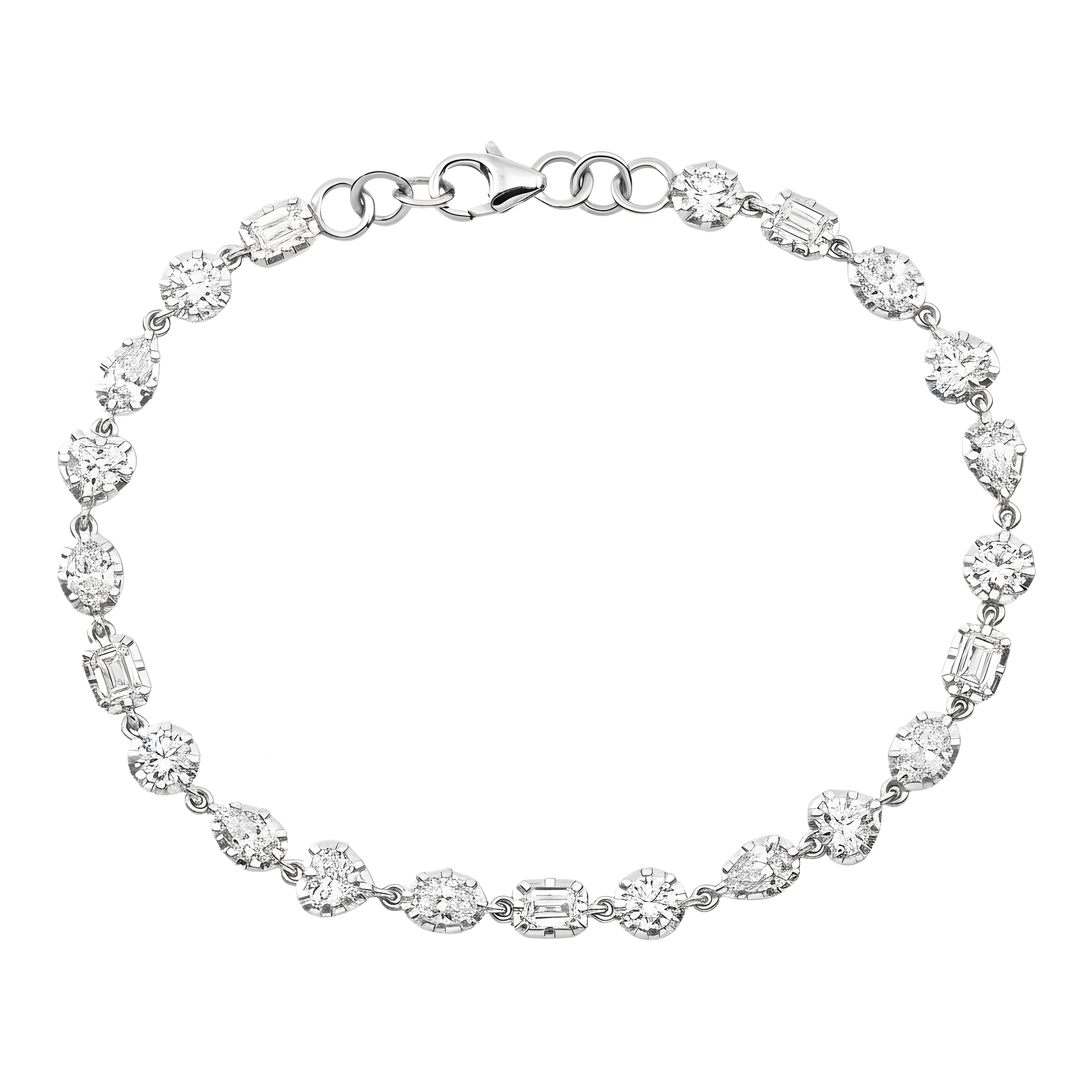 14K Two Tone Multi Cut Diamond Adjustable Satellite Bracelet 4.22ct