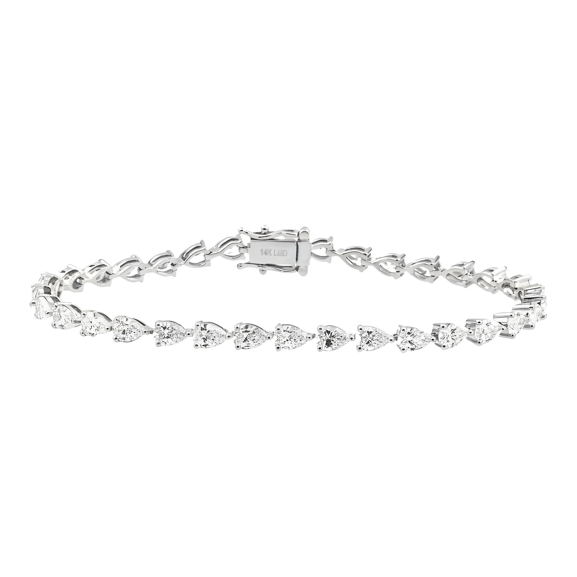 14K Yellow Gold Pear Cut Diamond Tennis Bracelet 7.02ct