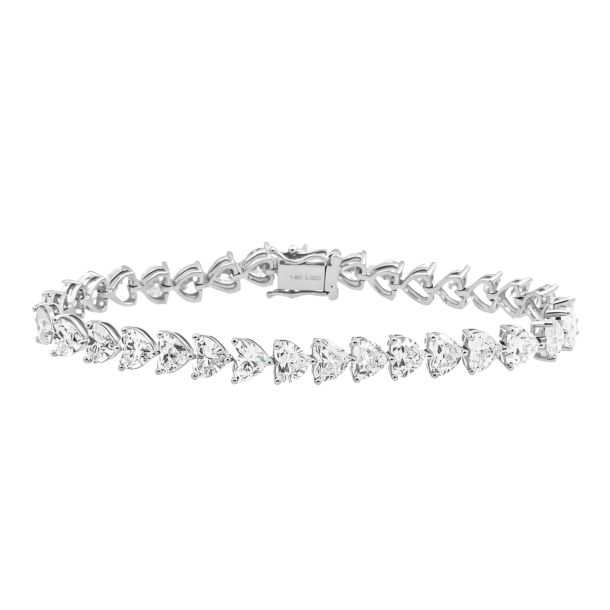 14K Yellow Gold Heart Cut Diamond Tennis Bracelet 17.13ct