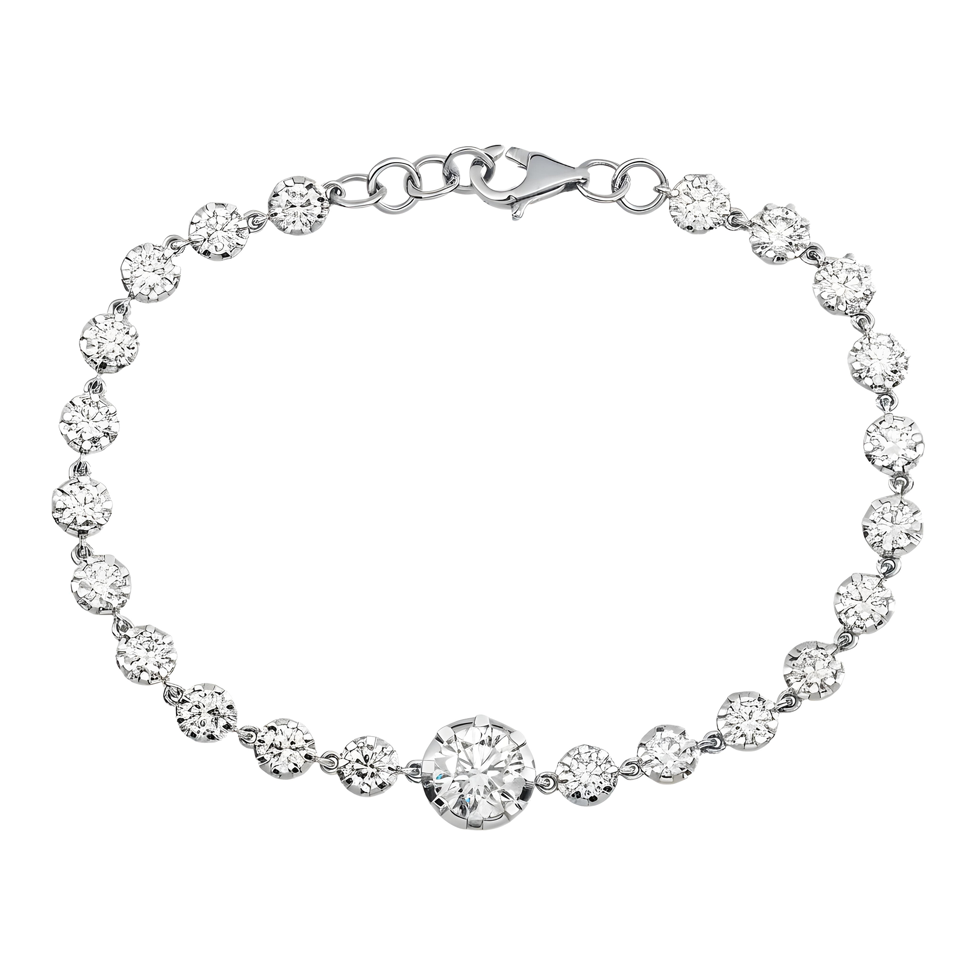 14K Two Tone Round Diamond Satellite Bracelet 5.28ct