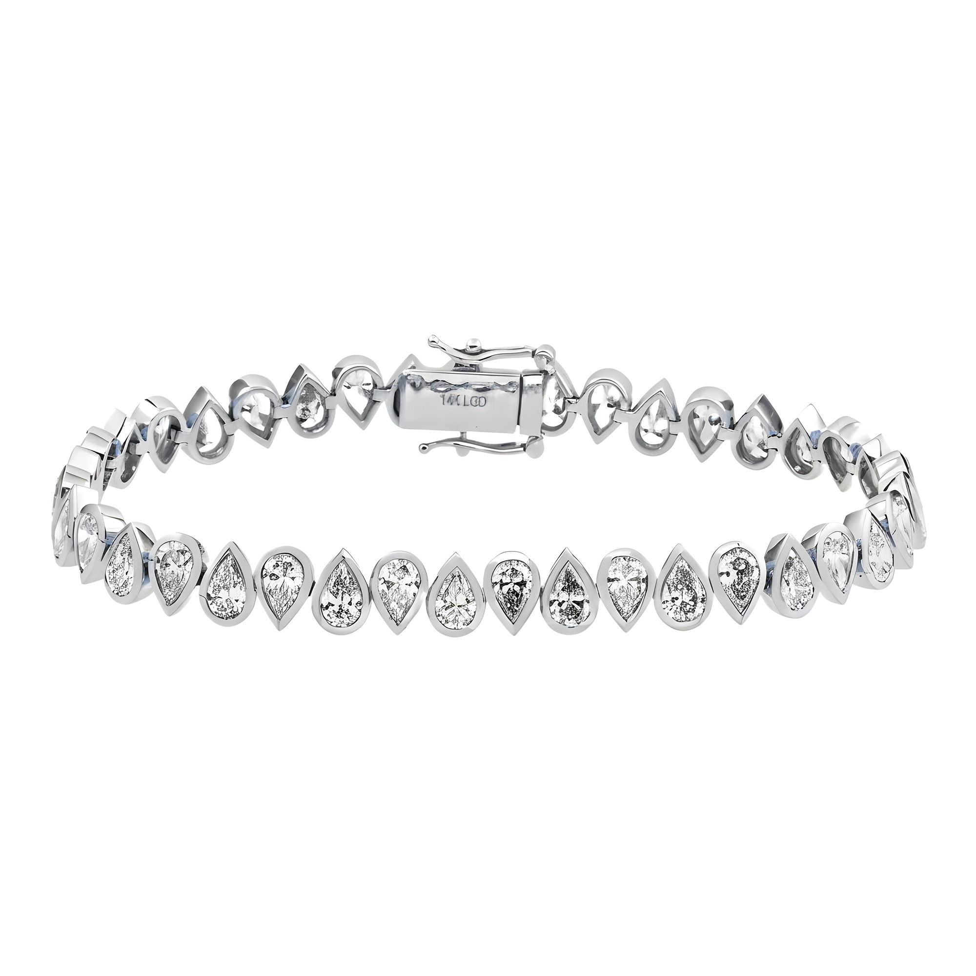 14K Yellow Gold Pear Cut Diamond Tennis Bracelet 9.29ct