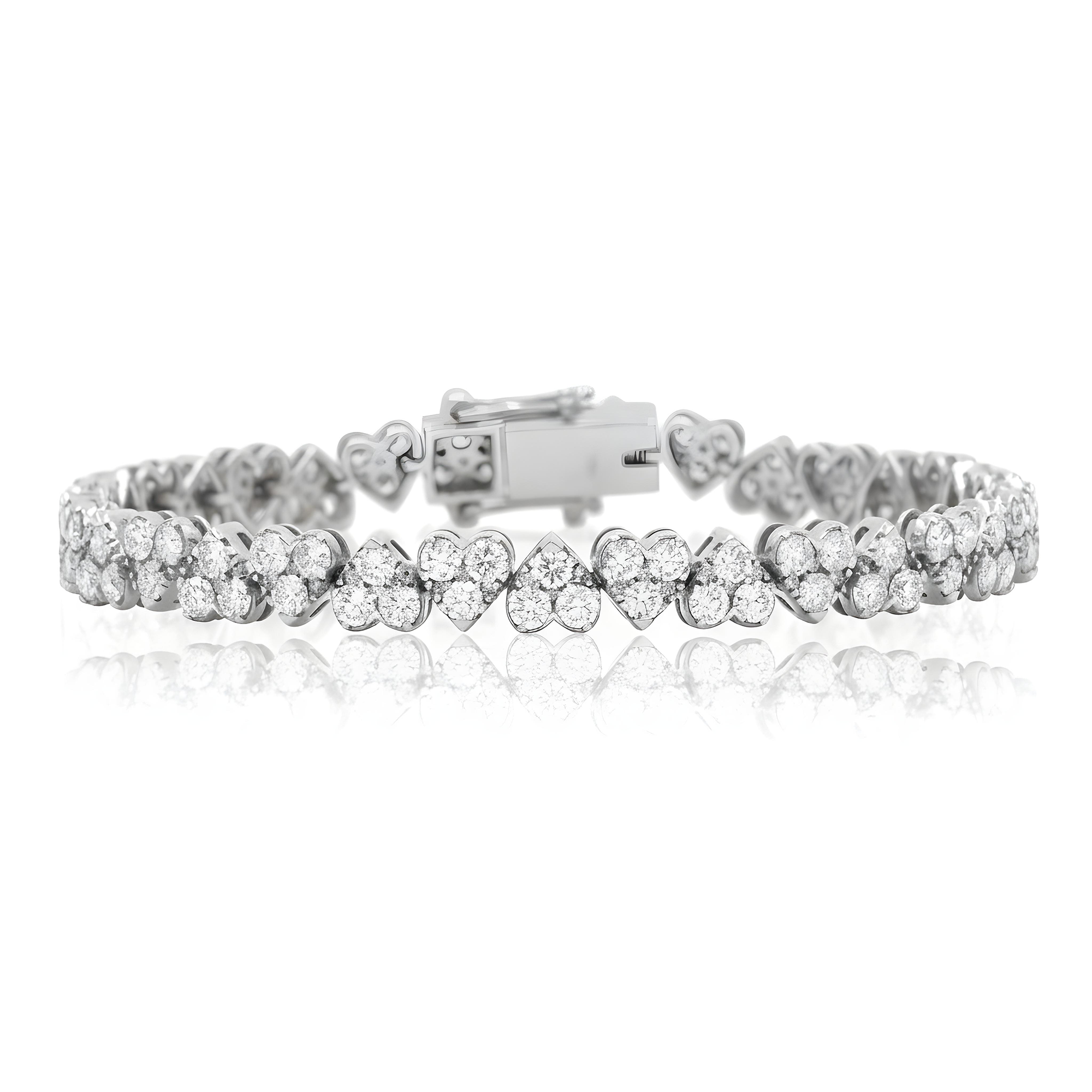14K Rose Gold Round Diamond Heart Shaped Bracelet 8.31ct