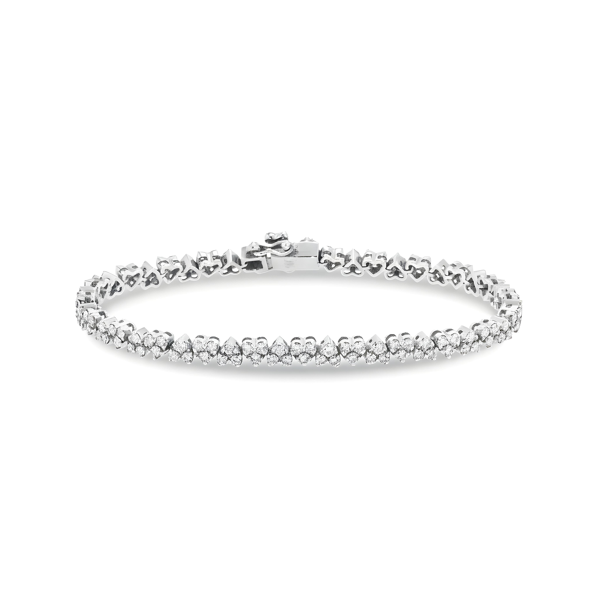 14K Yellow Gold Round Diamond Heart Shaped Bracelet 4.37ct