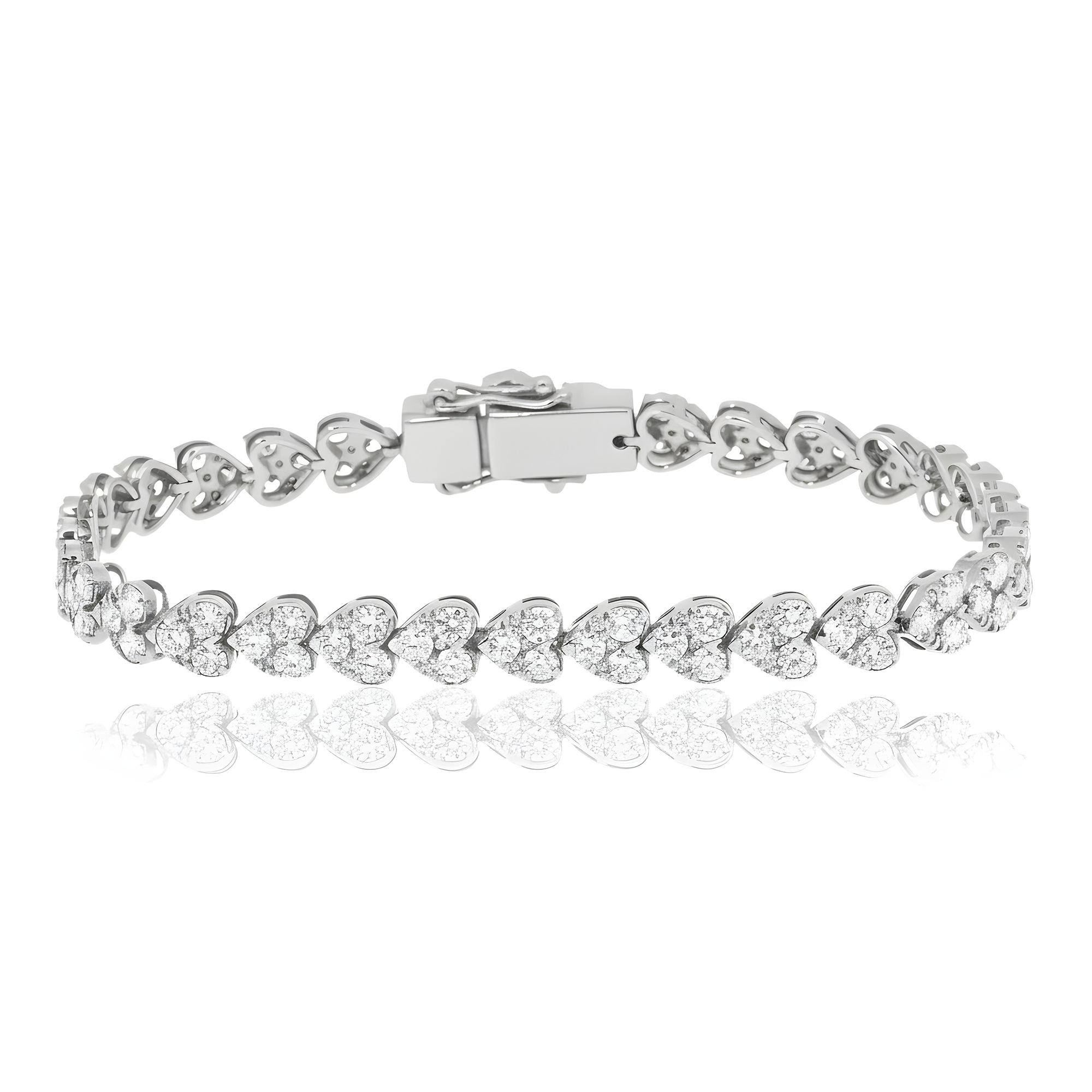 14K Rose Gold Round Diamond Heart Shaped Bracelet 8.14ct