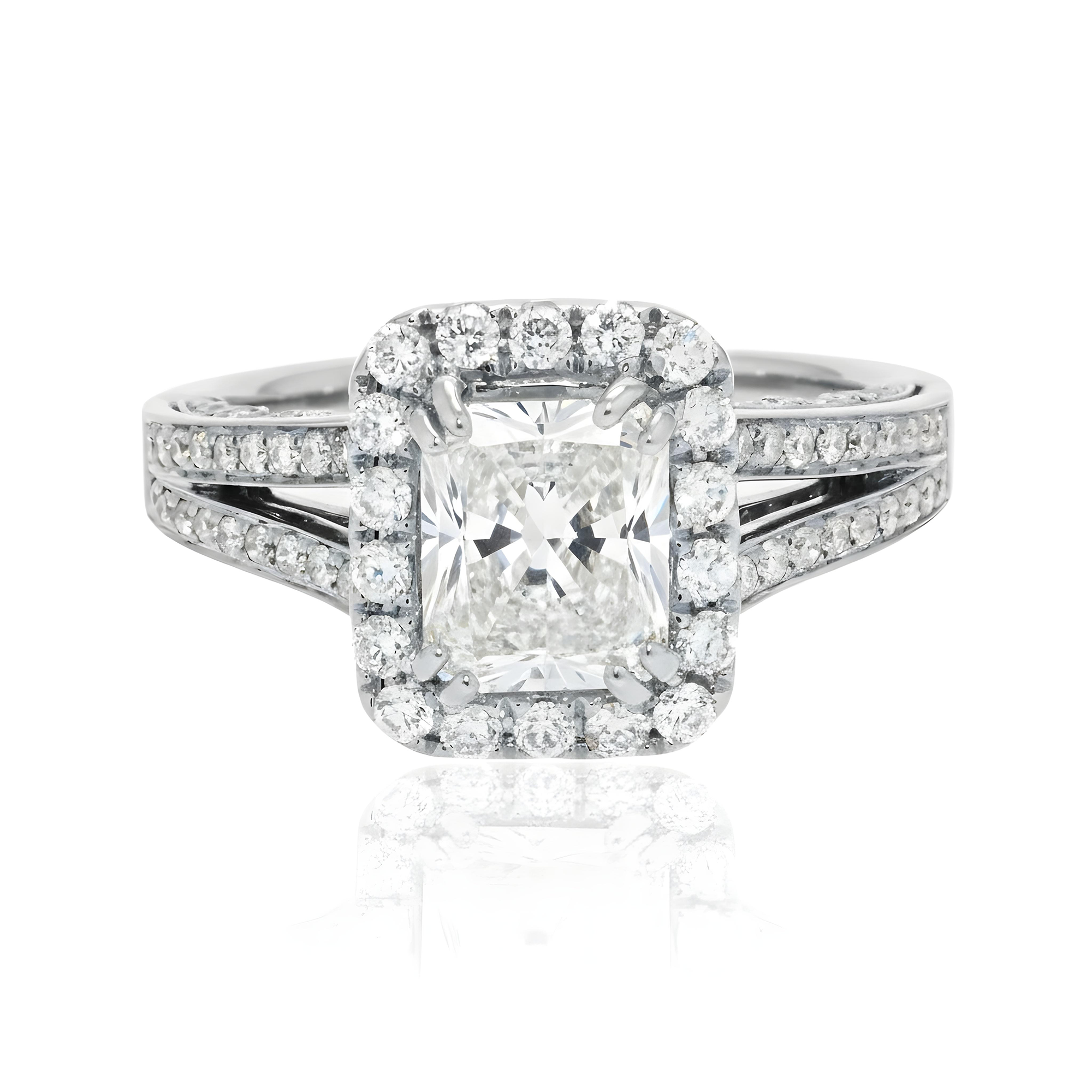 18K Rose Gold 2.0ct Radiant Cut Diamond Engagement Ring 2.65ctw