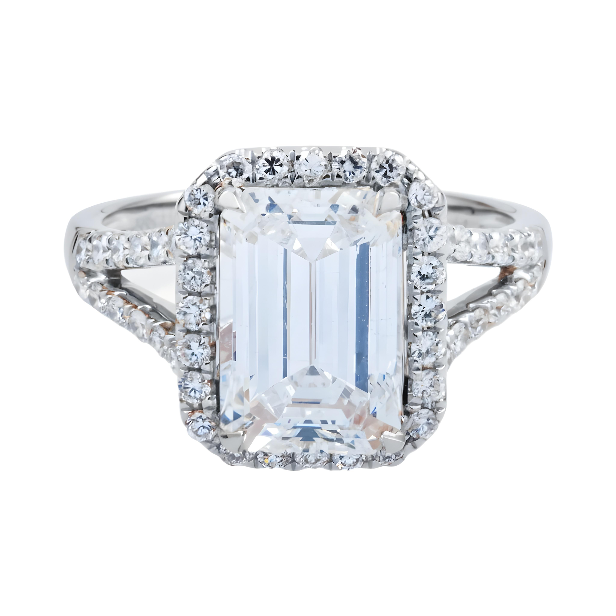 14K Rose Gold 3.5ct Emerald Cut Diamond Engagement Ring 4.07ctw