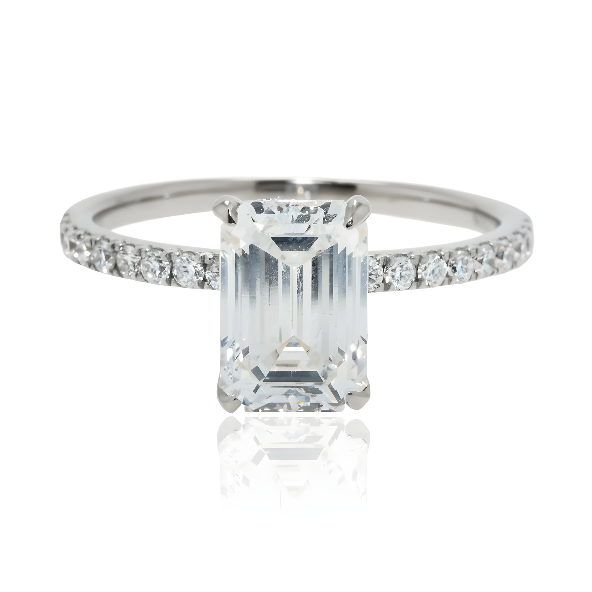 18K Rose Gold 2.02ct Emerald Cut Diamond Engagement Ring 2.34ctw