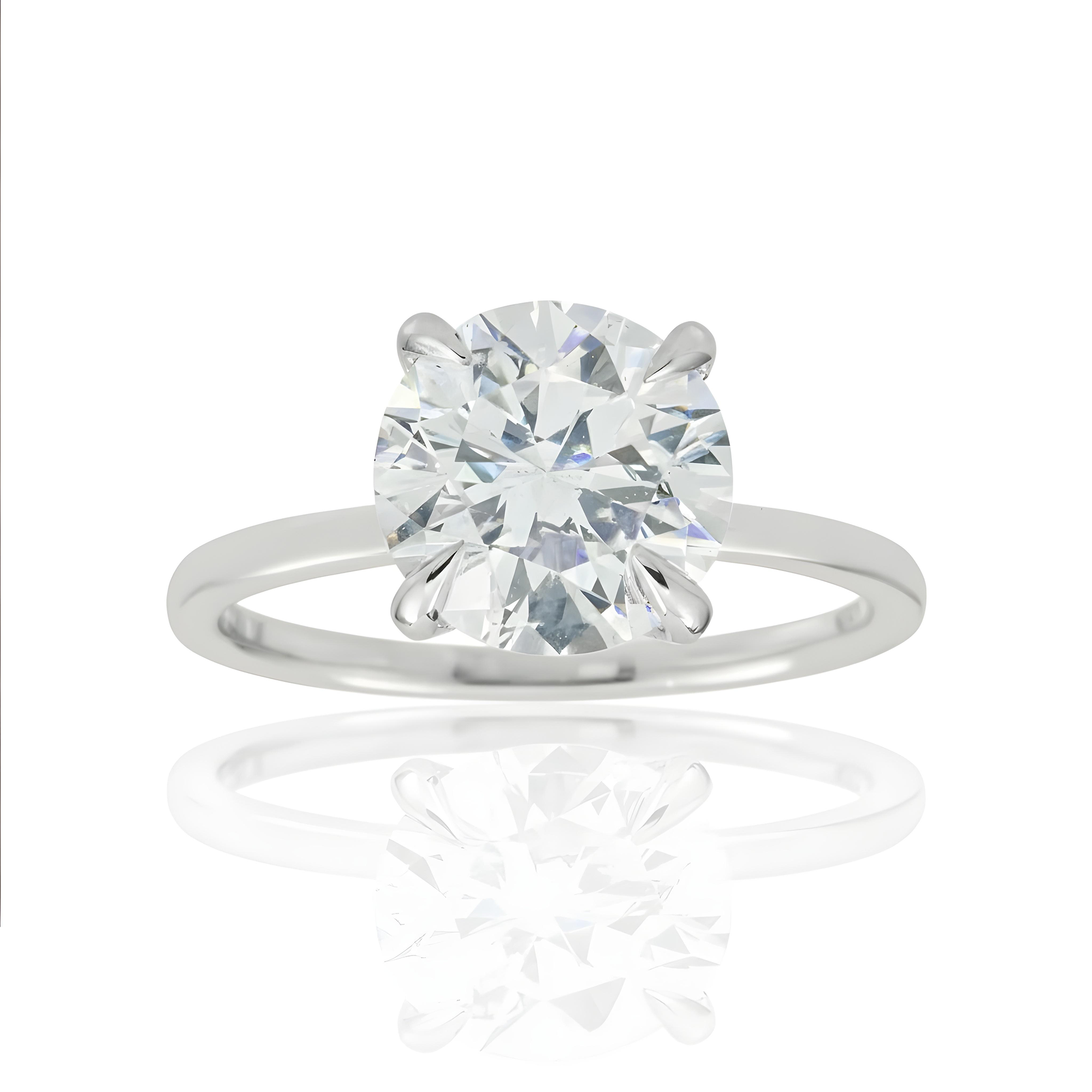 18K Yellow Gold 3.0ct Round Diamond Engagement Ring 3.08ct
