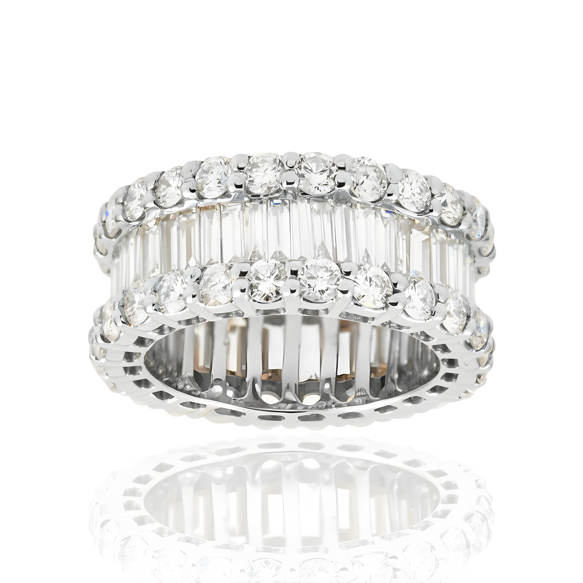 14K Rose Gold Round & Baguette Diamond Eternity Ring 6.34ct (size 6-9)