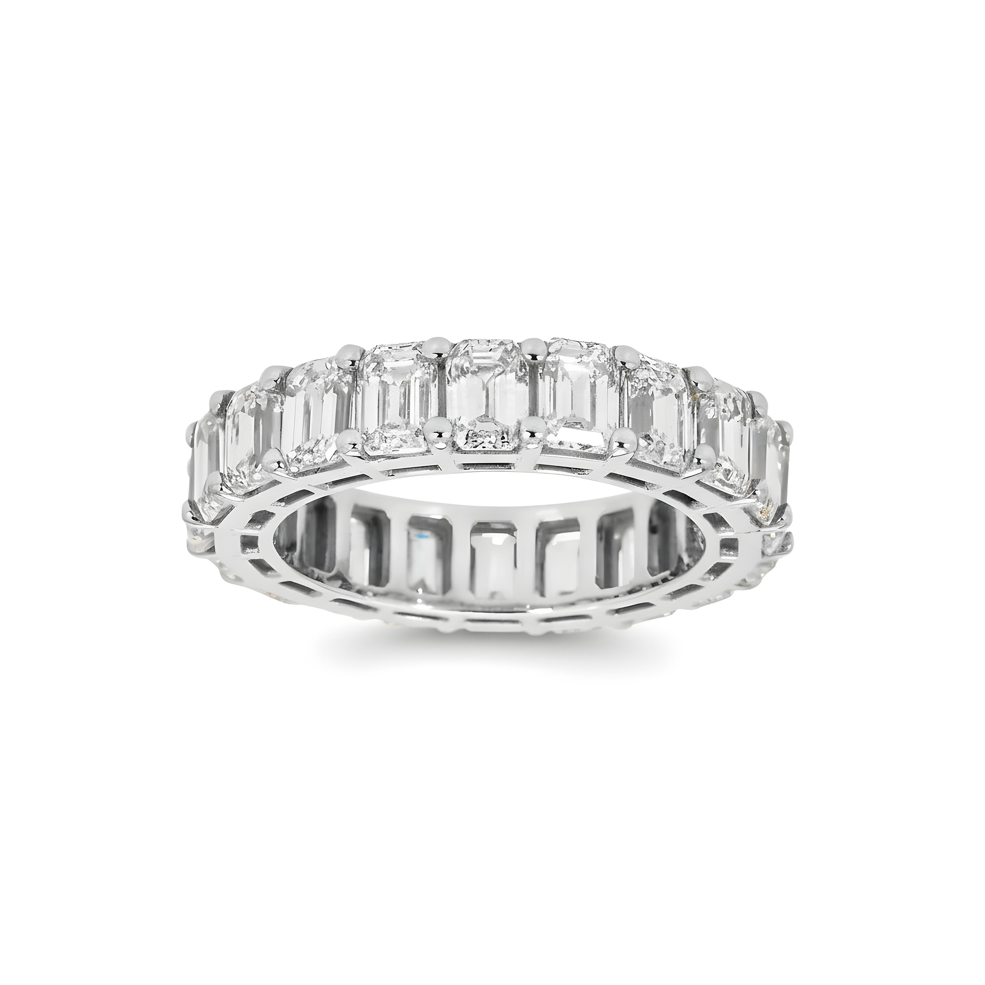 14K Rose Gold Emerald Cut Diamond Eternity Ring 6.15ct (size 6-8)