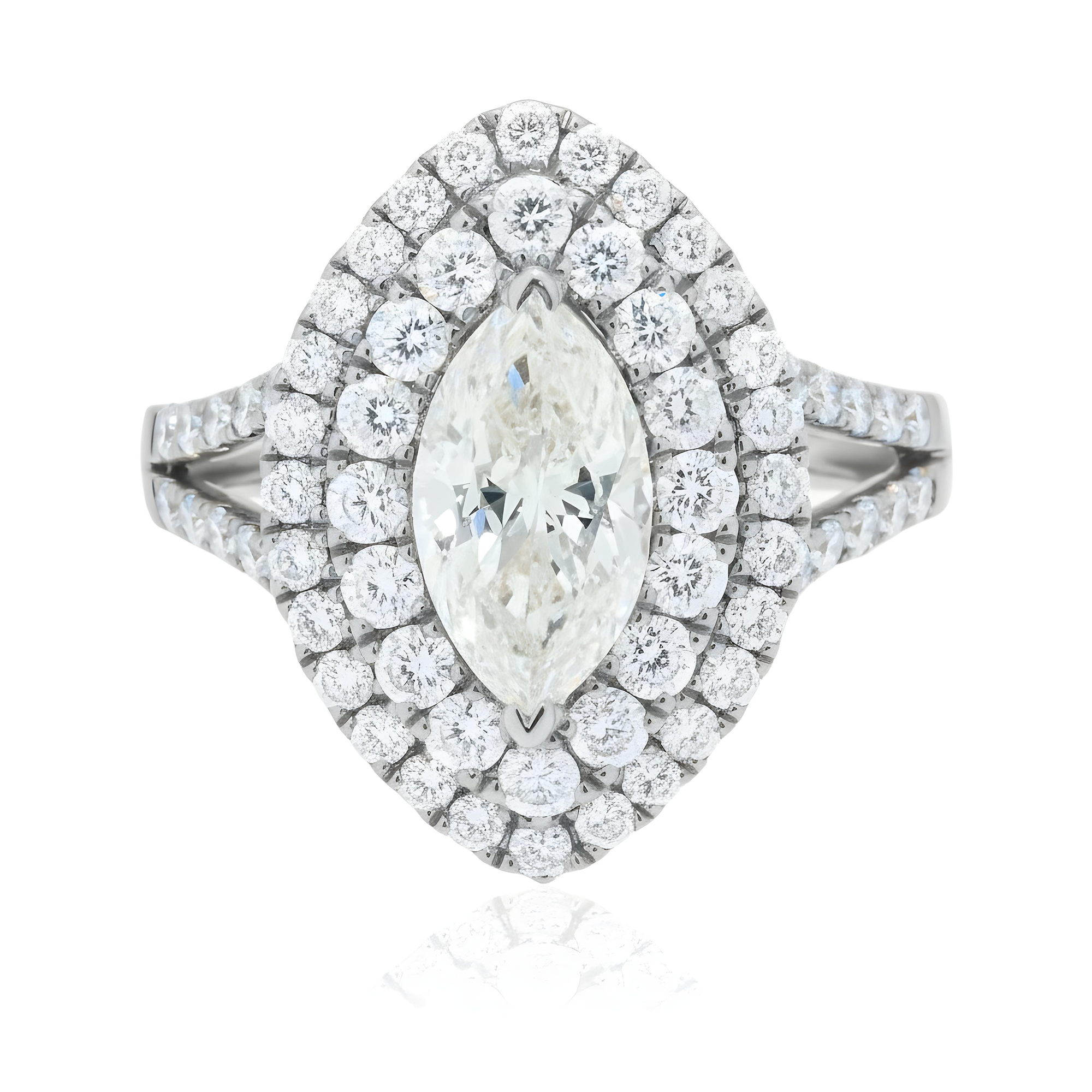 14K Rose Gold 1.52ct Marquise Cut Diamond Engagement Ring 2.75ctw