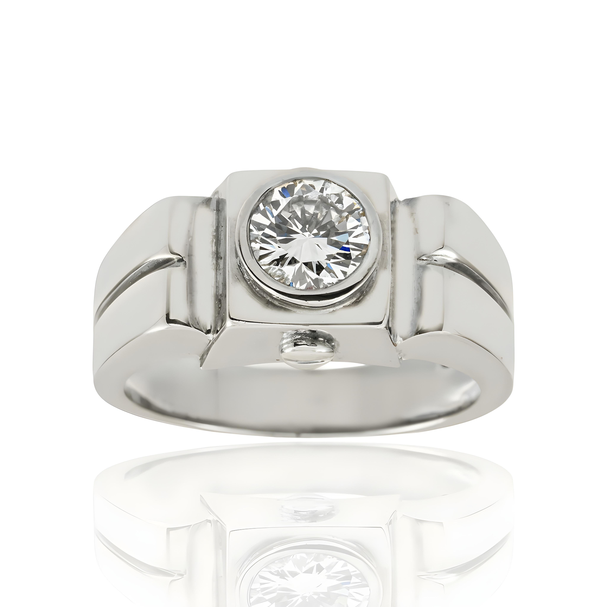 14K Yellow Gold Bezel Set Solitaire Round Diamond Ring 1.05ct
