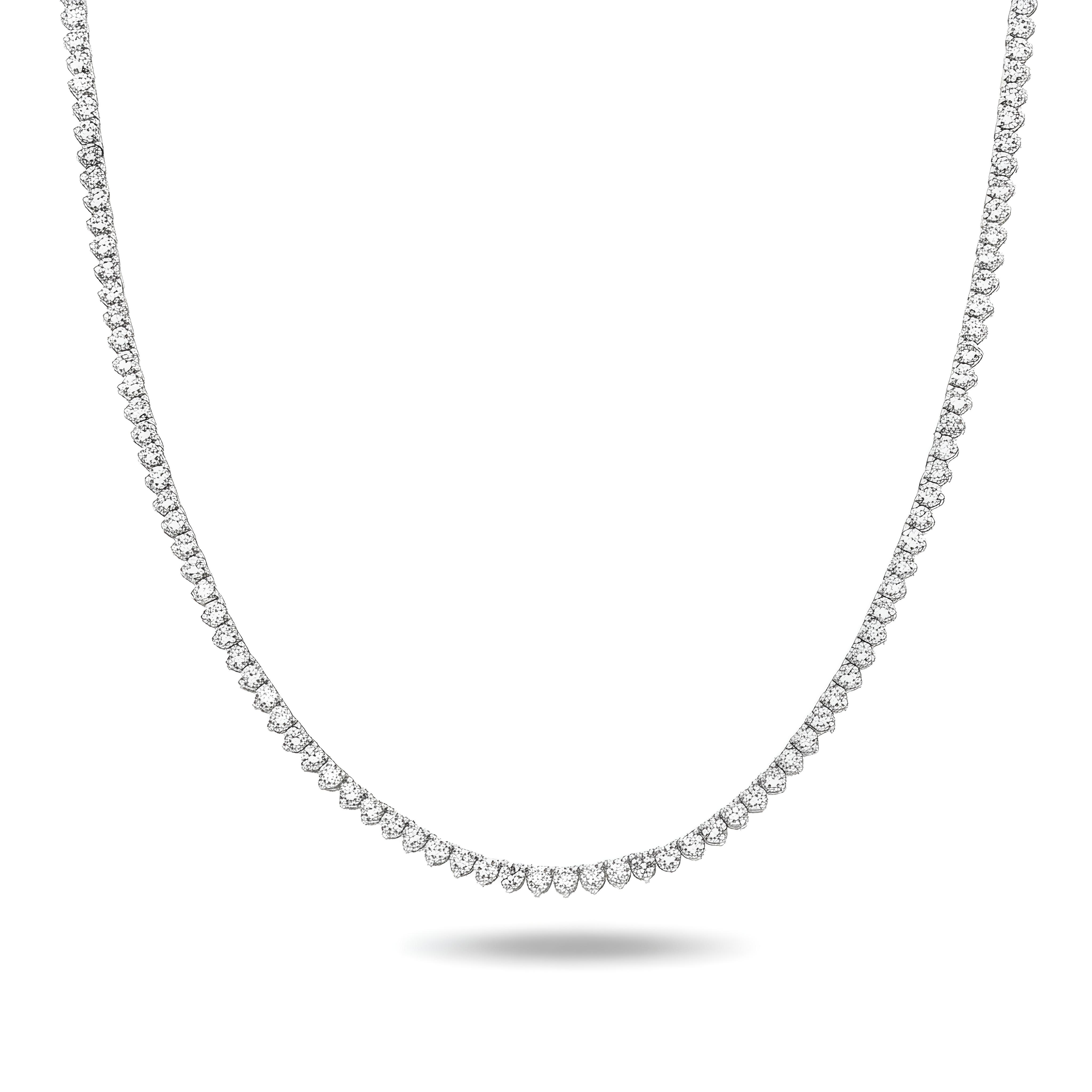 14K Yellow Gold 3- Prong Round Diamond Tennis Chain 26.17ct
