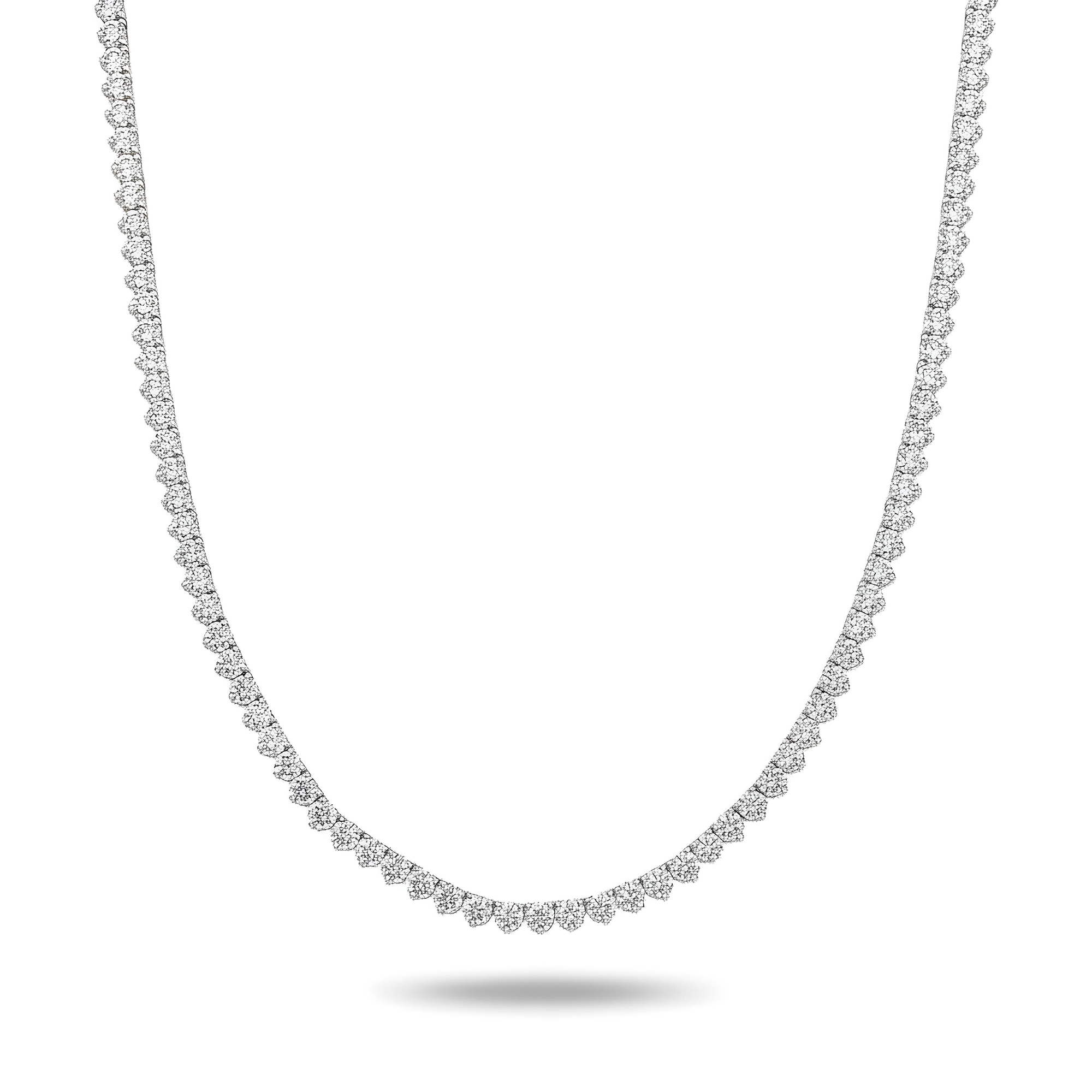14K Yellow Gold 3-prong Round Diamond Tennis Chain 47.10ct