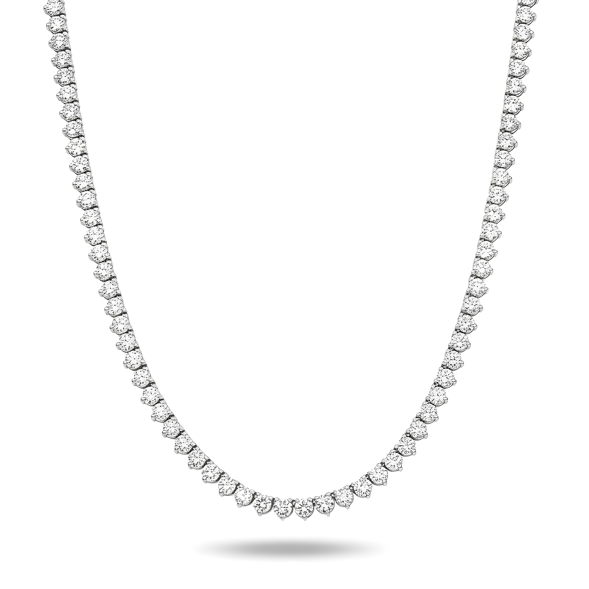 14K Yellow Gold 3-Prong Round Diamond Tennis Chain 33.50ct