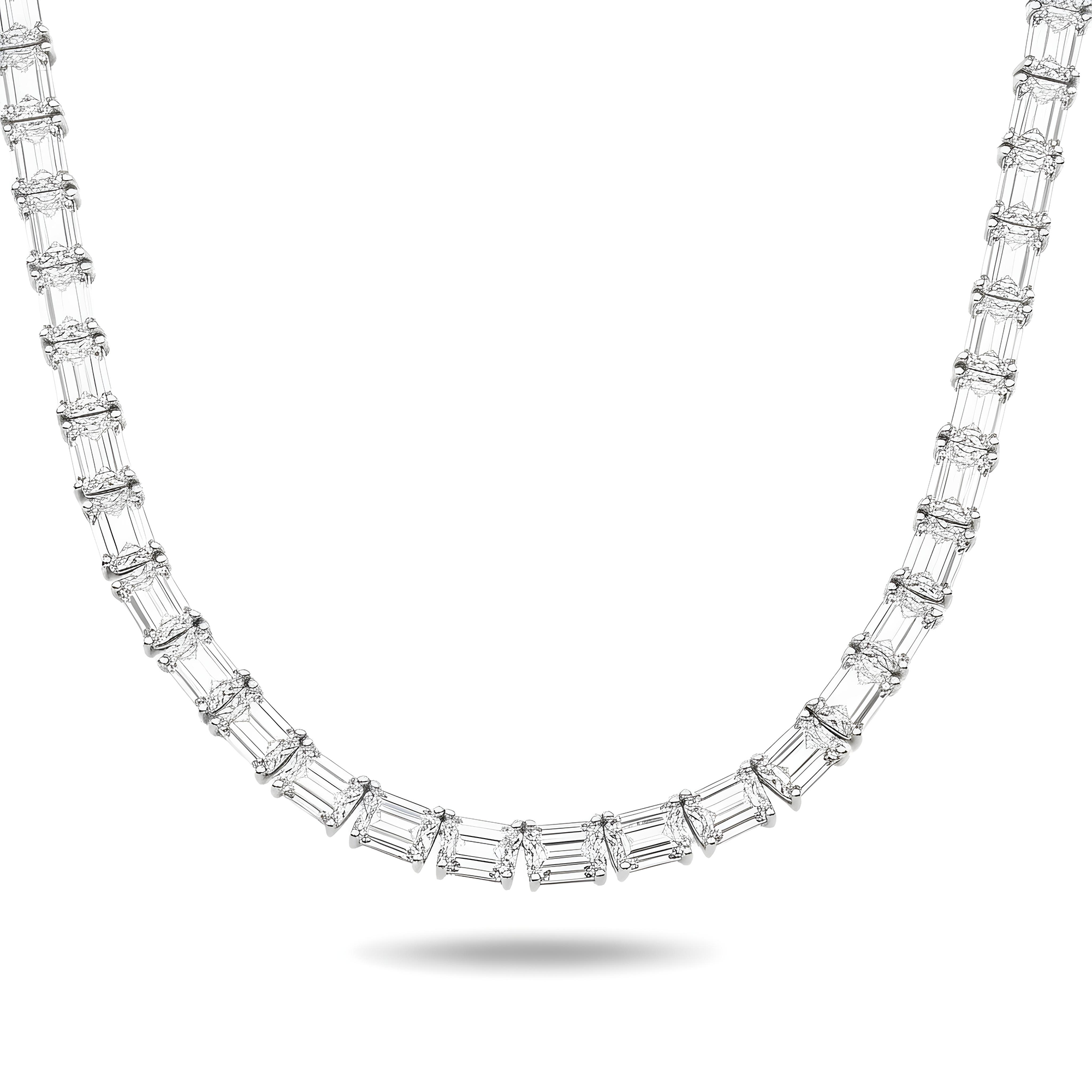 14K Rose Gold Emerald Cut Diamond Tennis Chain 107.97ct