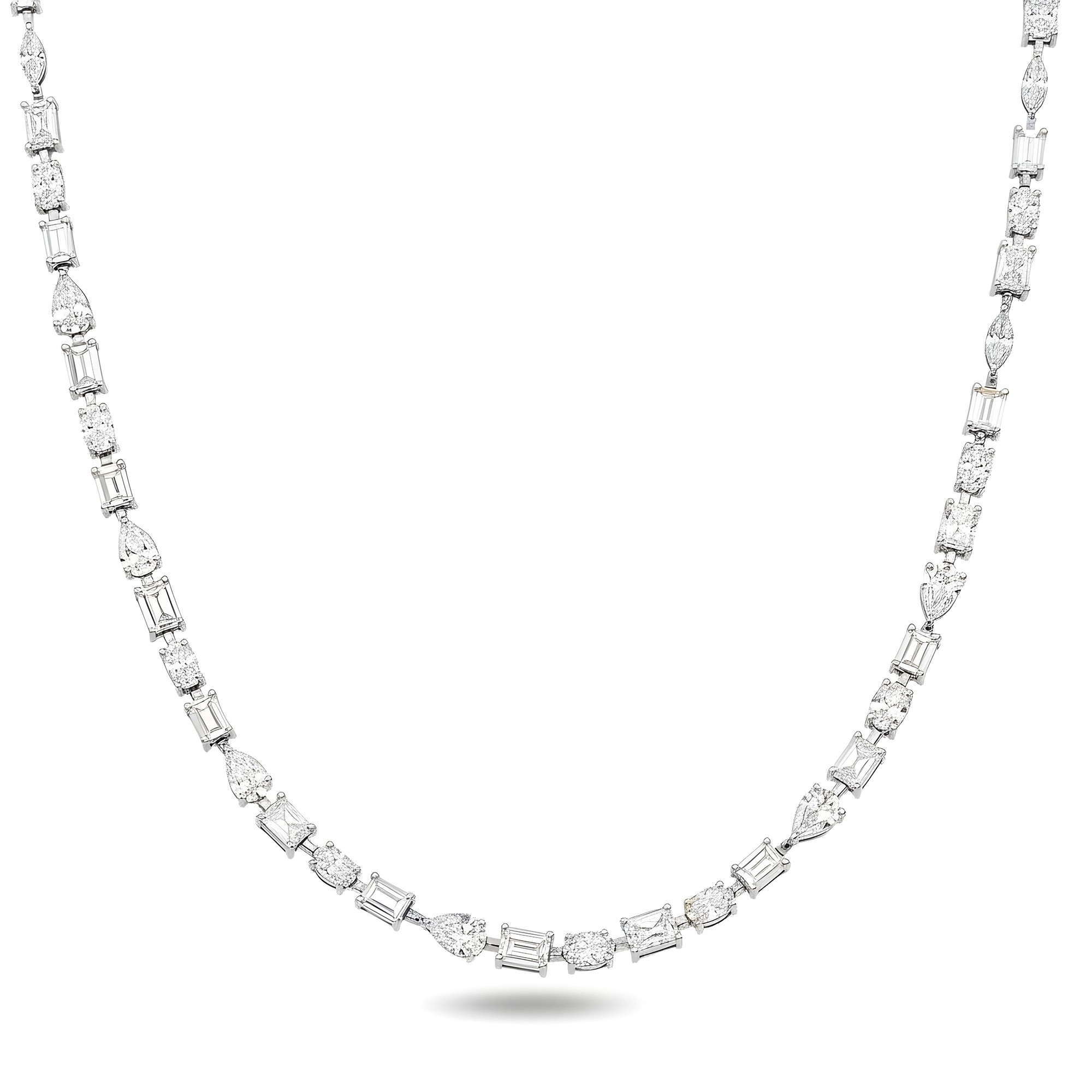 14K Rose Gold Multi Cut Diamond Satellite Necklace 28.19ct