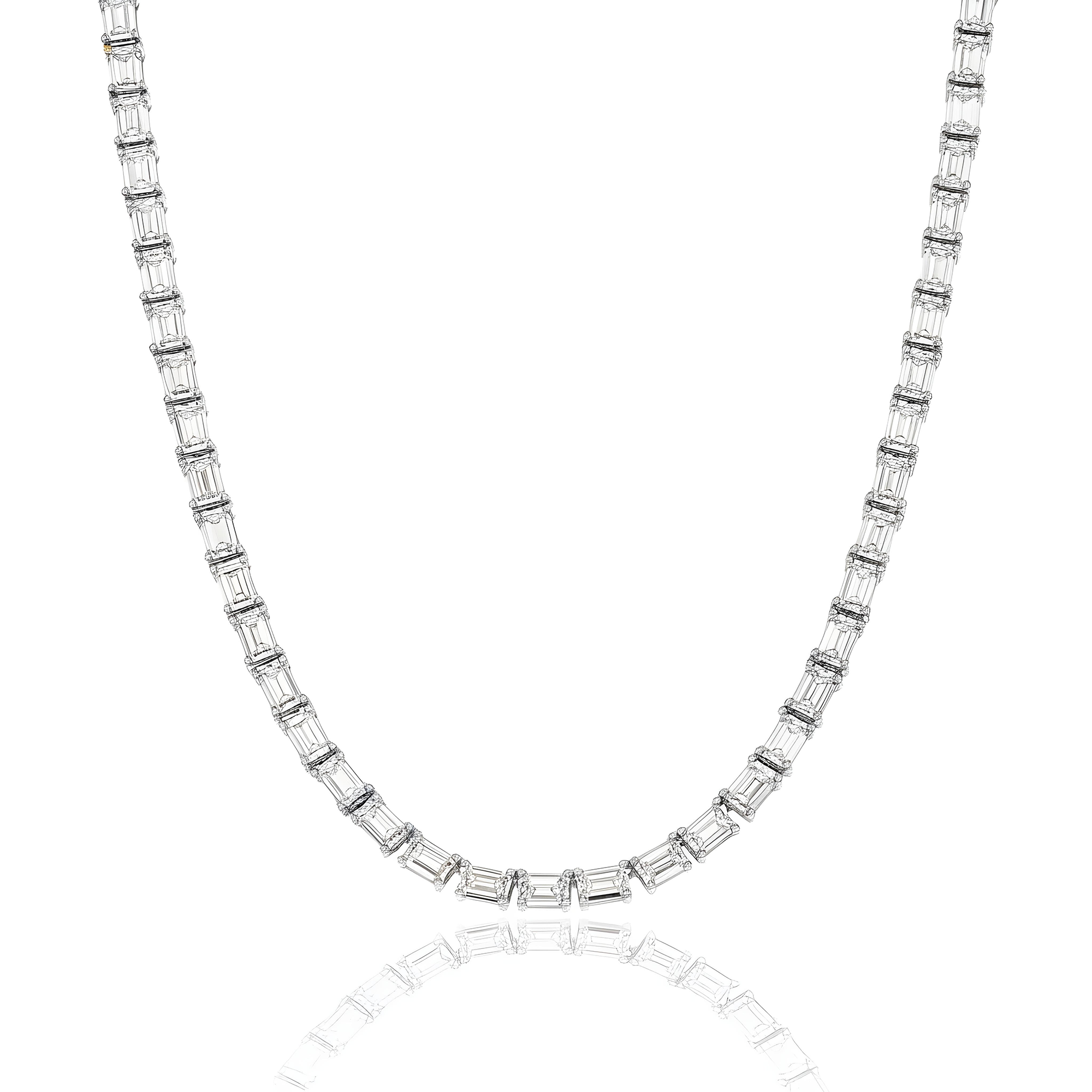 14K Rose Gold Emerald Cut Diamond Chain 110ct