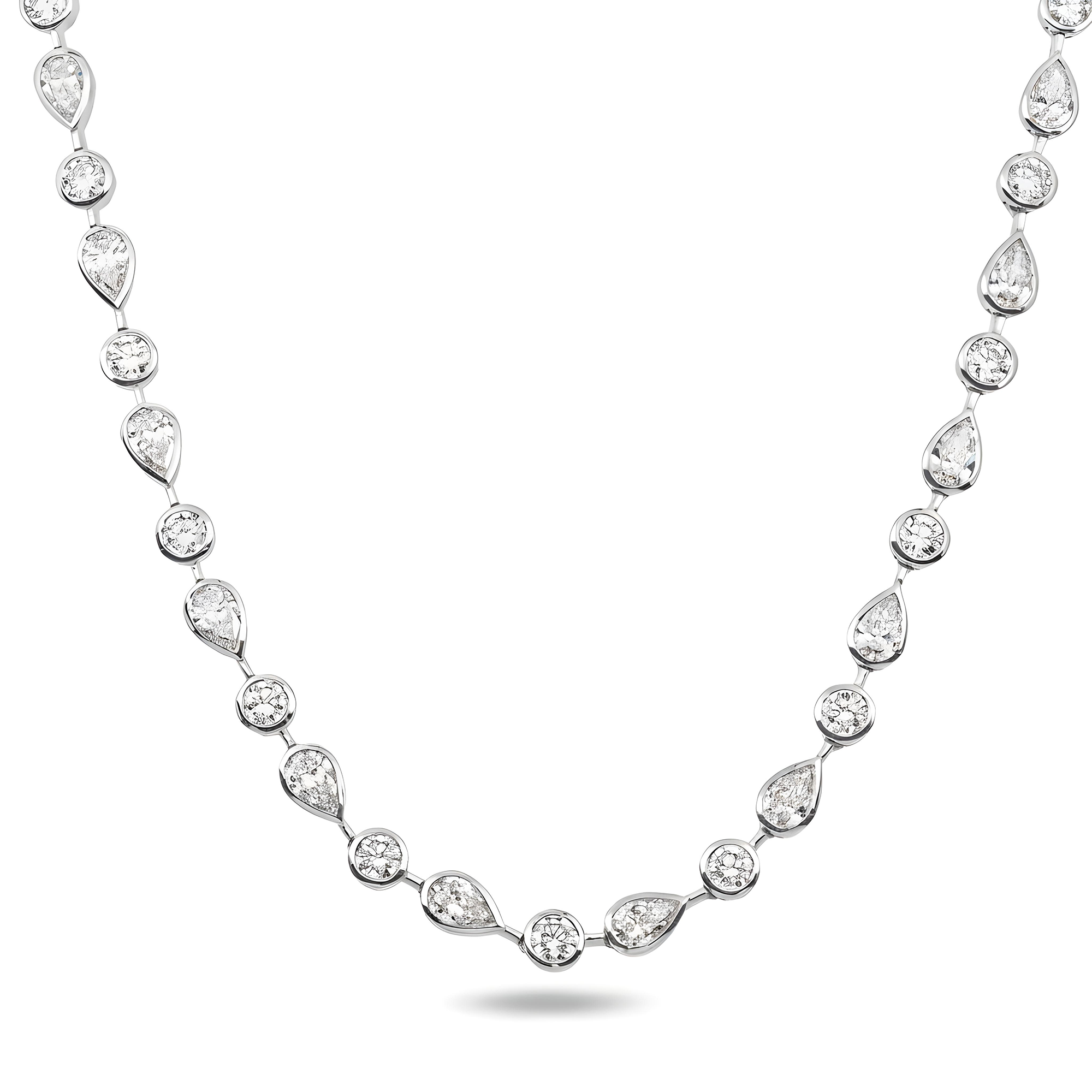 14K Yellow Gold Bezel Set Pear & Oval Cut Diamond Satellite Necklace 17.64ct