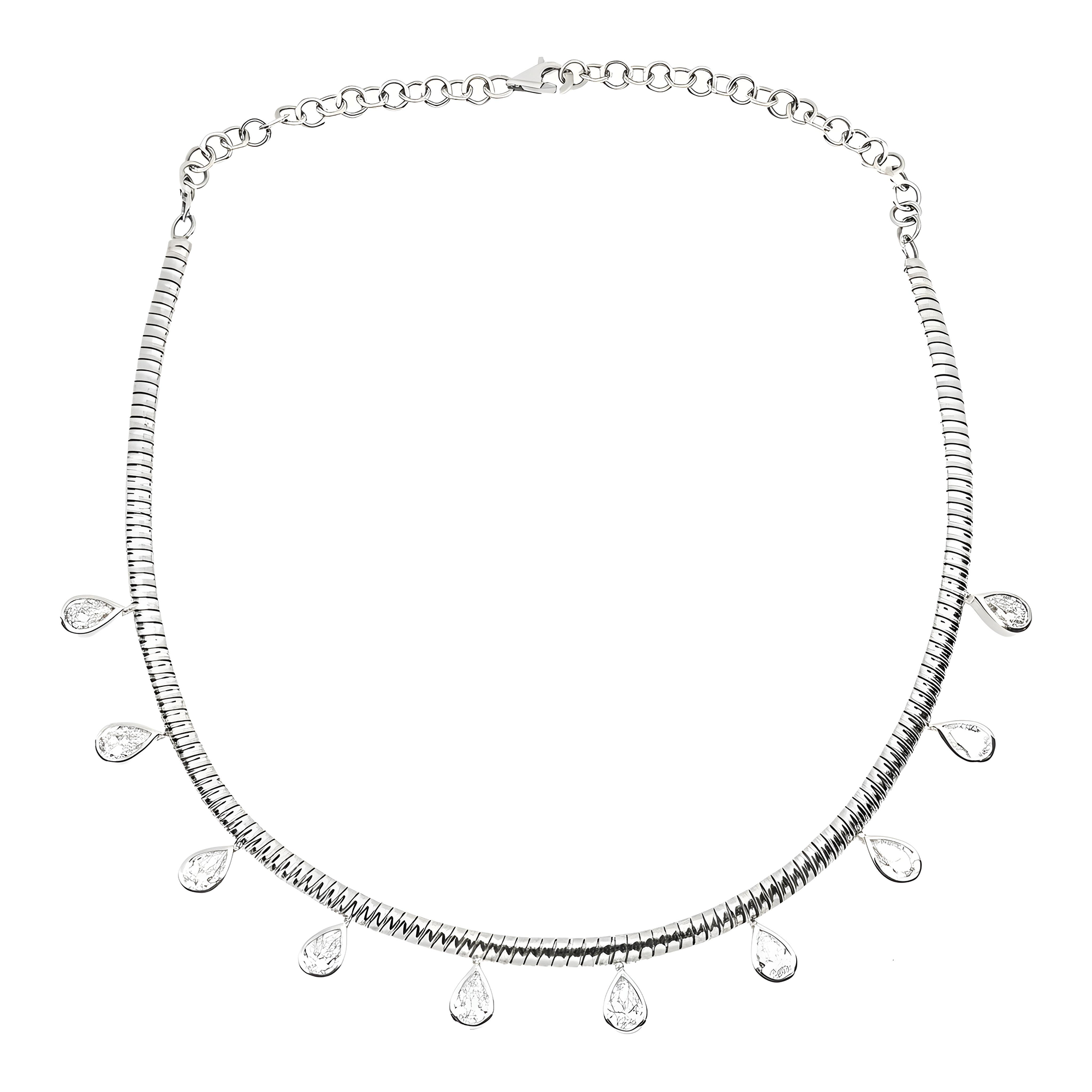 14K Yellow Gold Pear Cut Diamond Drop Necklace 5.35ct
