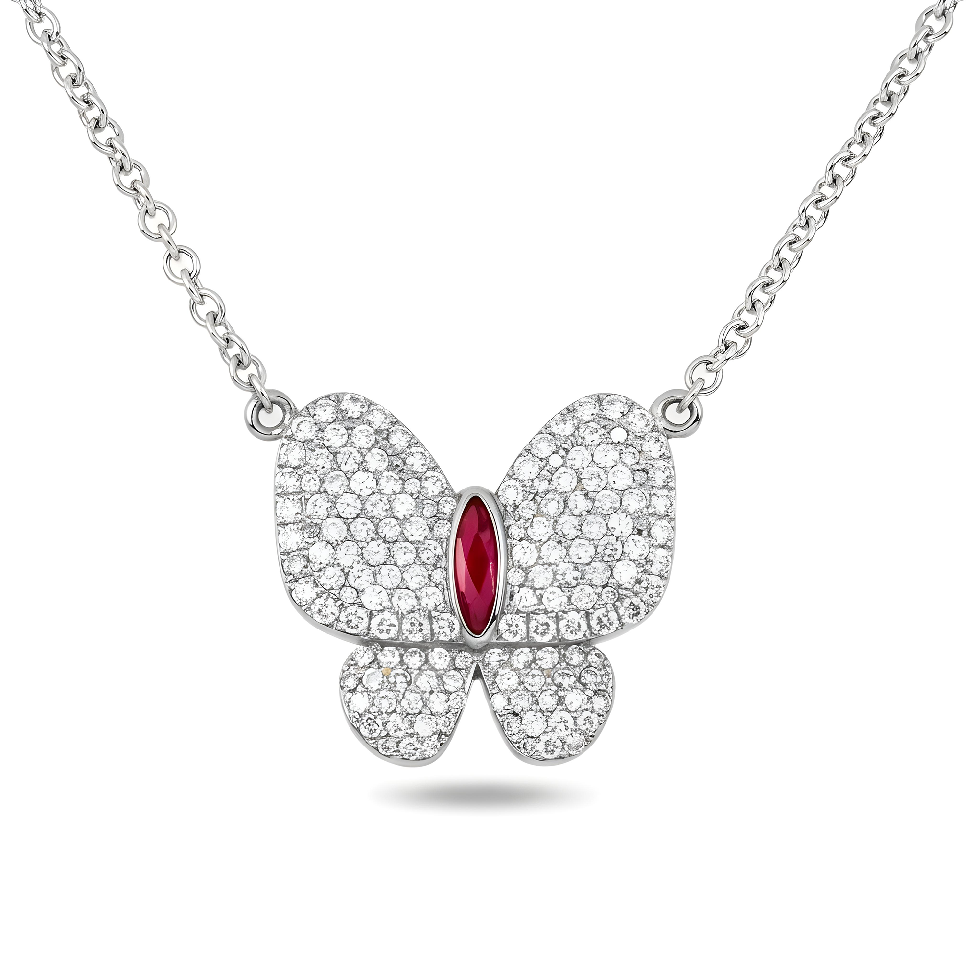 Double Sided - 14K Yellow Gold & Enamel Diamond Butterfly Pendant & Chain Necklace 1.20ct