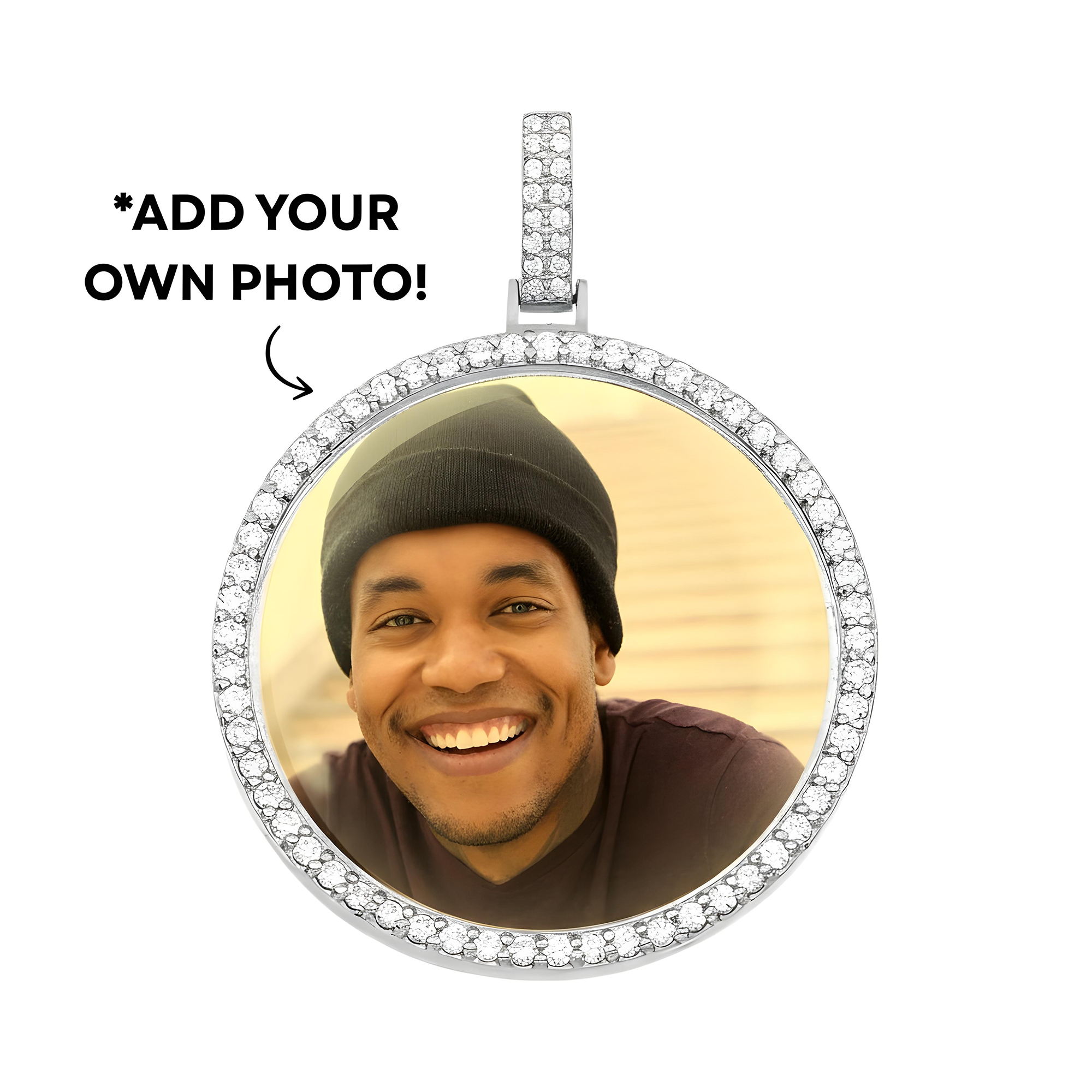 Add Your Own Photo 2" - Solid 14K Yellow Gold Diamond Picture Pendant 3.20ct