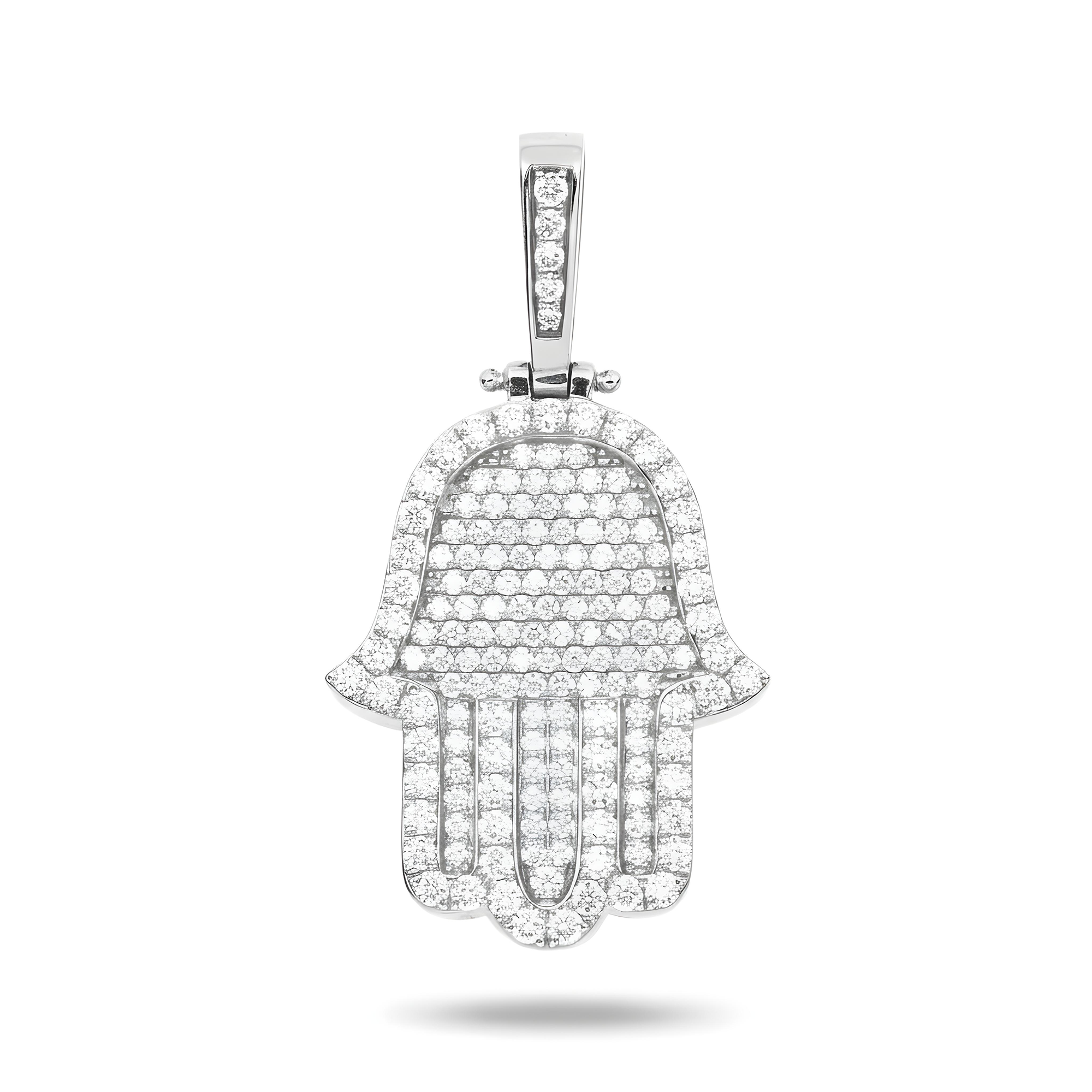 14K Rose Gold Round Diamond Bilevel Hamsa Pendant 3.34ct