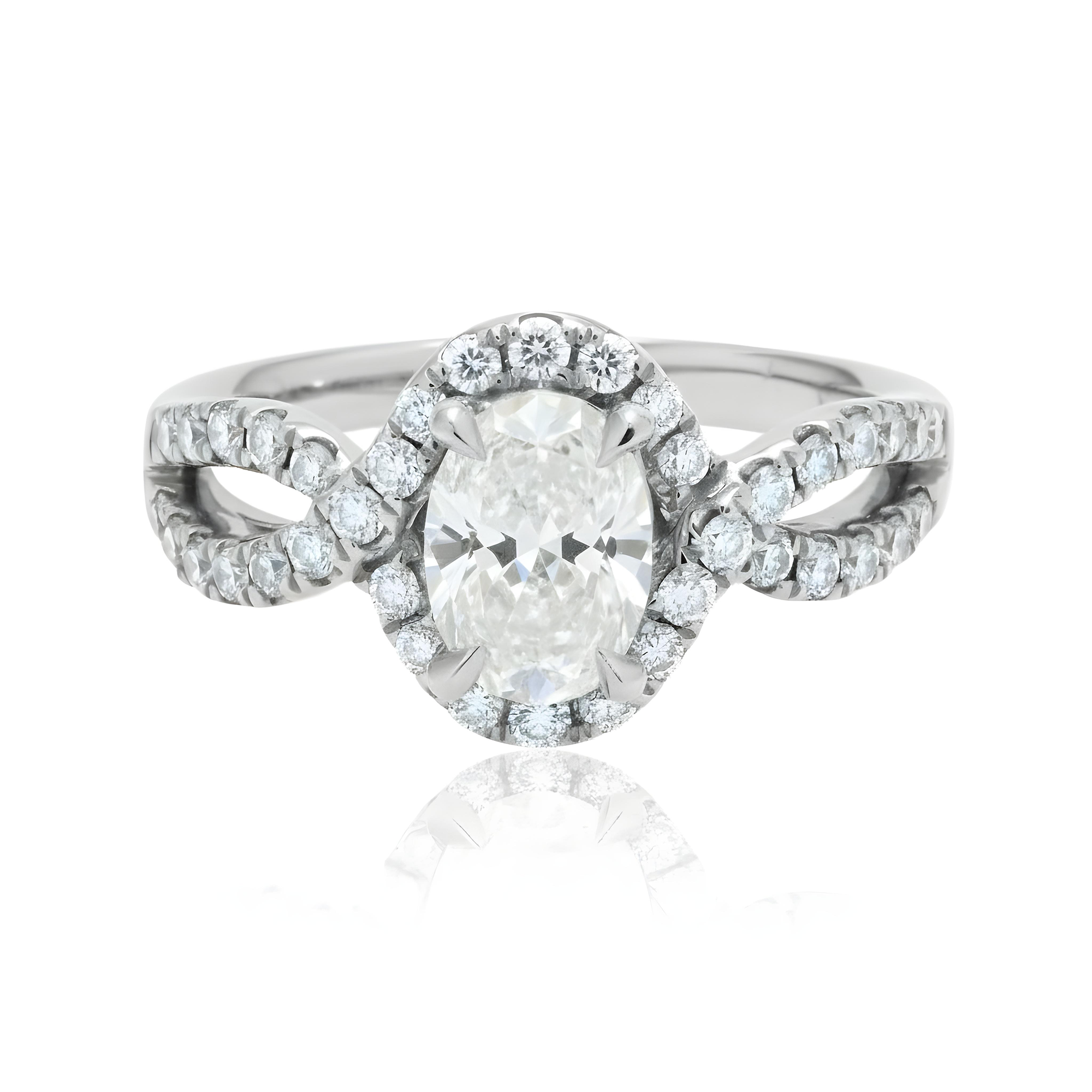14K Rose Gold 1.02ct Oval Diamond Engagement Ring 1.52ctw