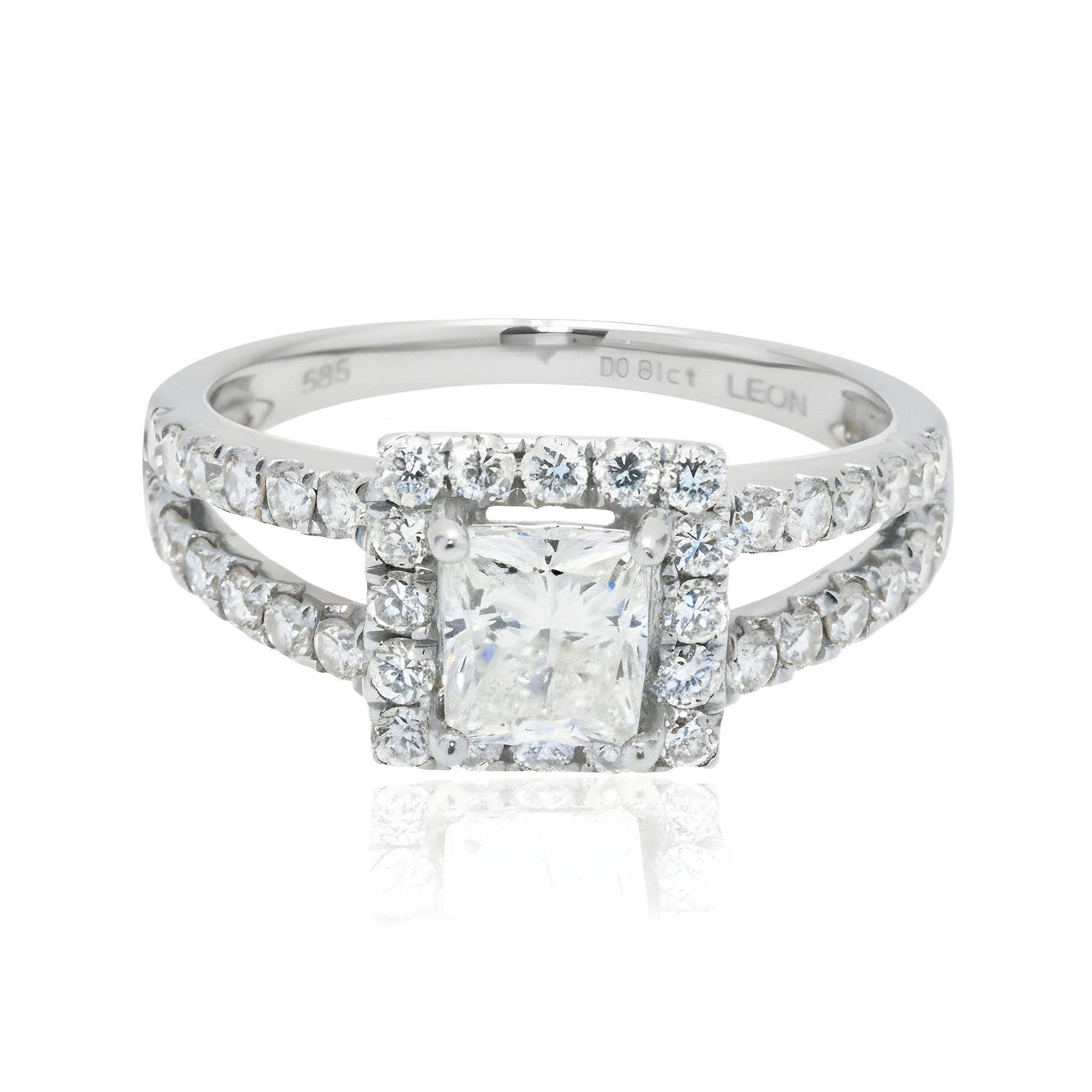 14K Rose Gold 1.0ct Princess Cut Diamond Engagement Ring 1.81ctw