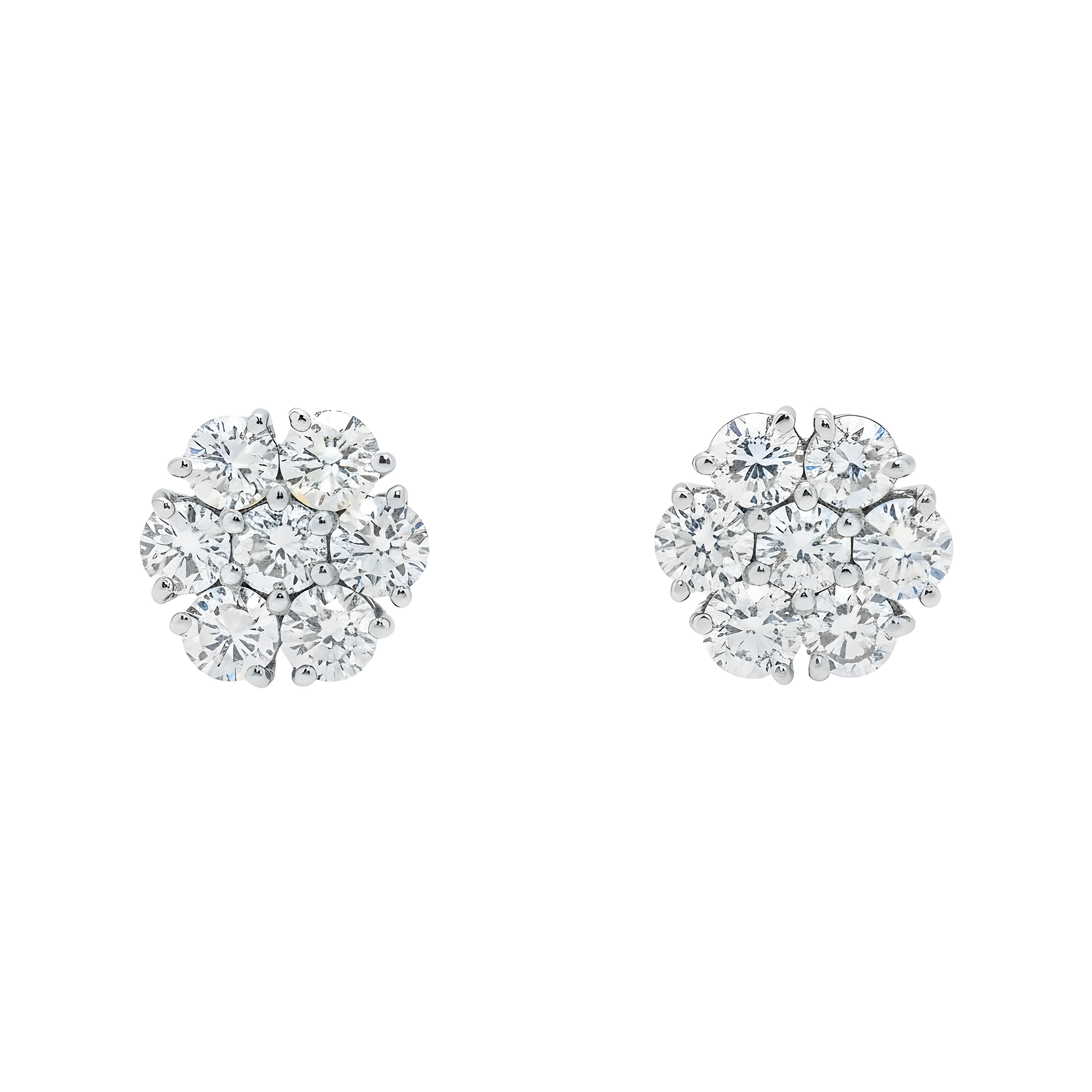 14K Rose Gold Round Diamond Cluster Stud Earrings 3.0ctw