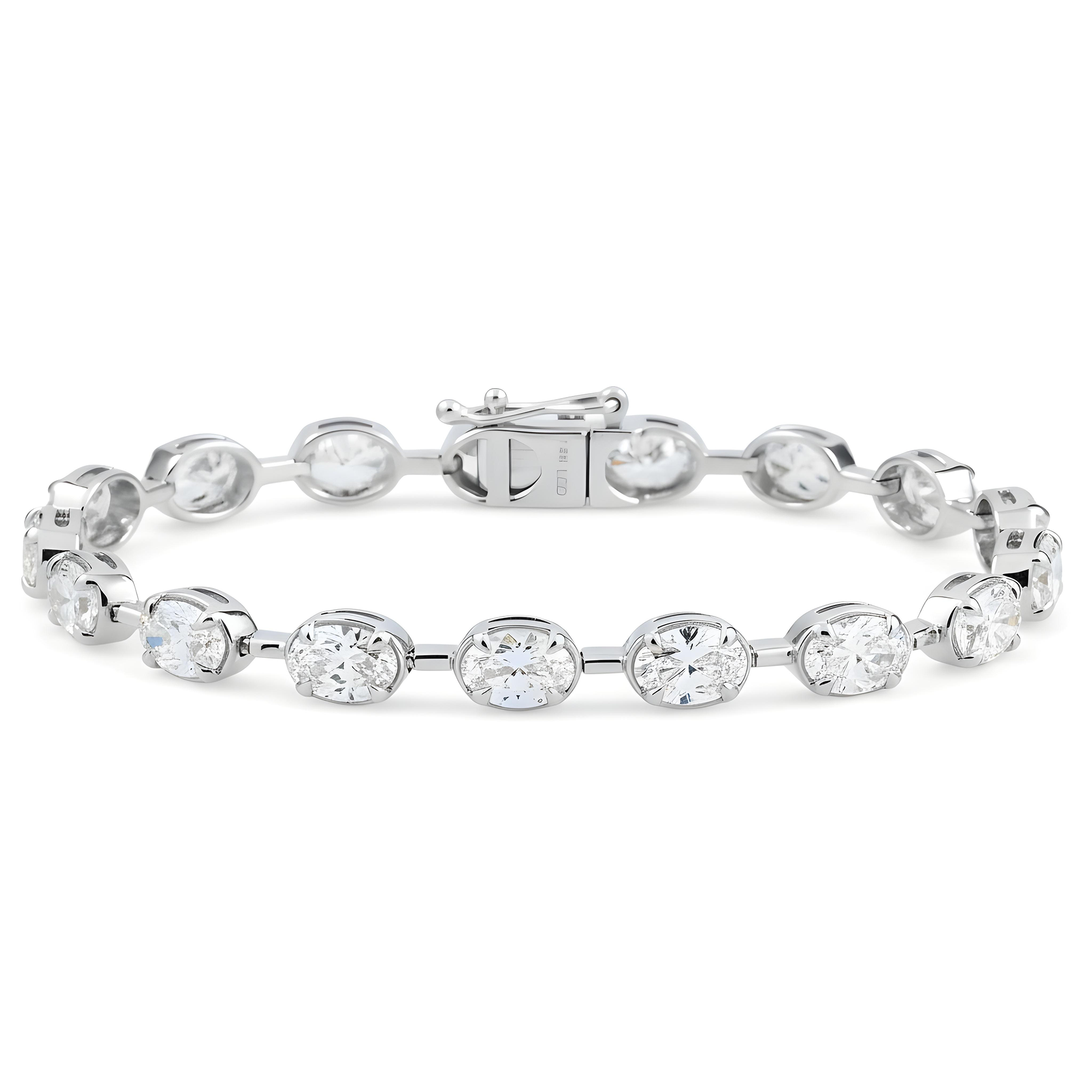 14K Yellow Gold Bezel Set Oval Cut Diamond Satellite Bracelet 9.04ct