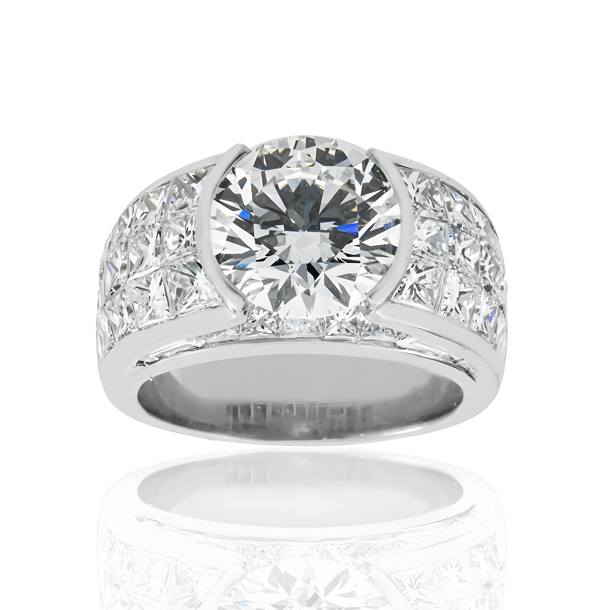 18K Yellow Gold 3.71ct Round Diamond Chandelier Ring 8.10ctw