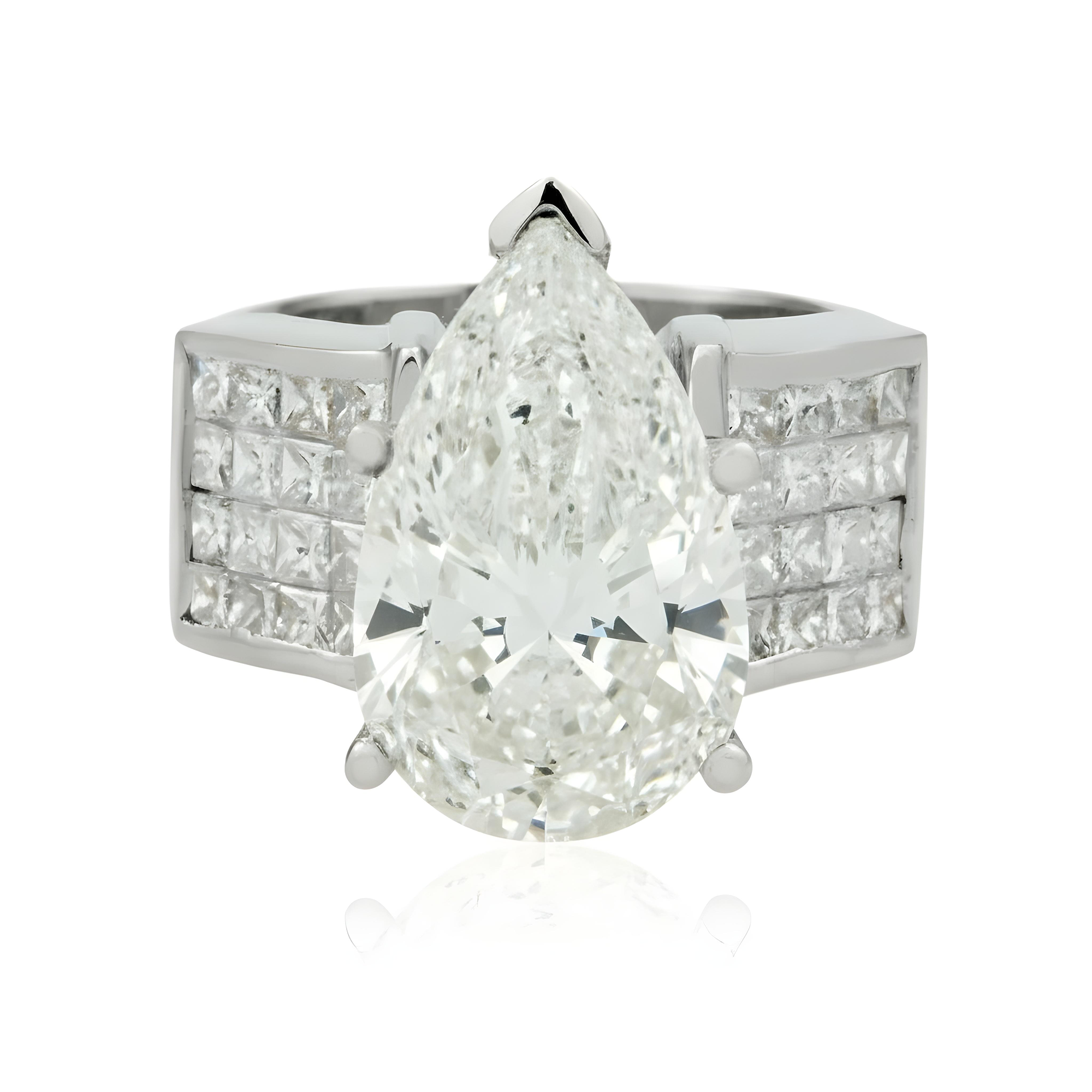18K Yellow Gold 6.28ct Pear Diamond Engagement Ring 7.92ctw