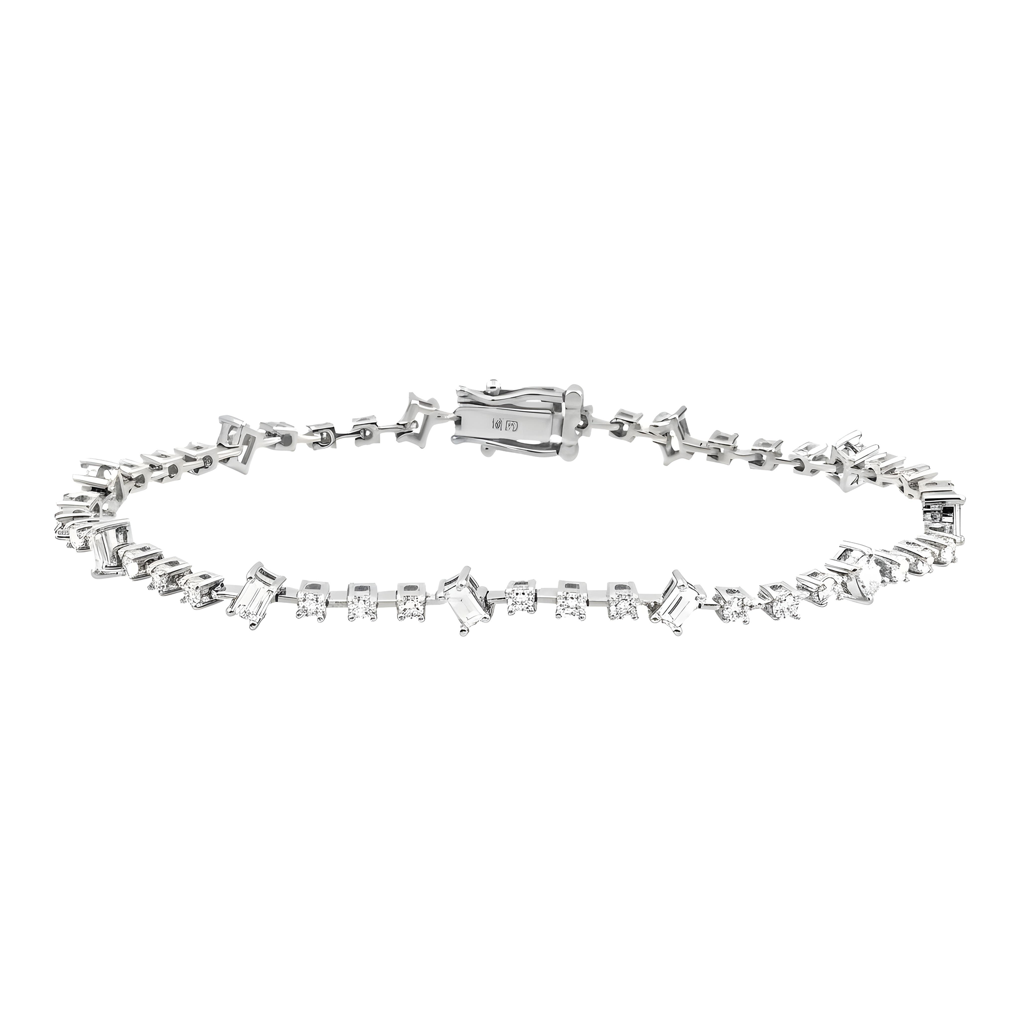 14K Yellow Gold Round & Emerald Cut Diamond Satellite Bracelet 2.49ct