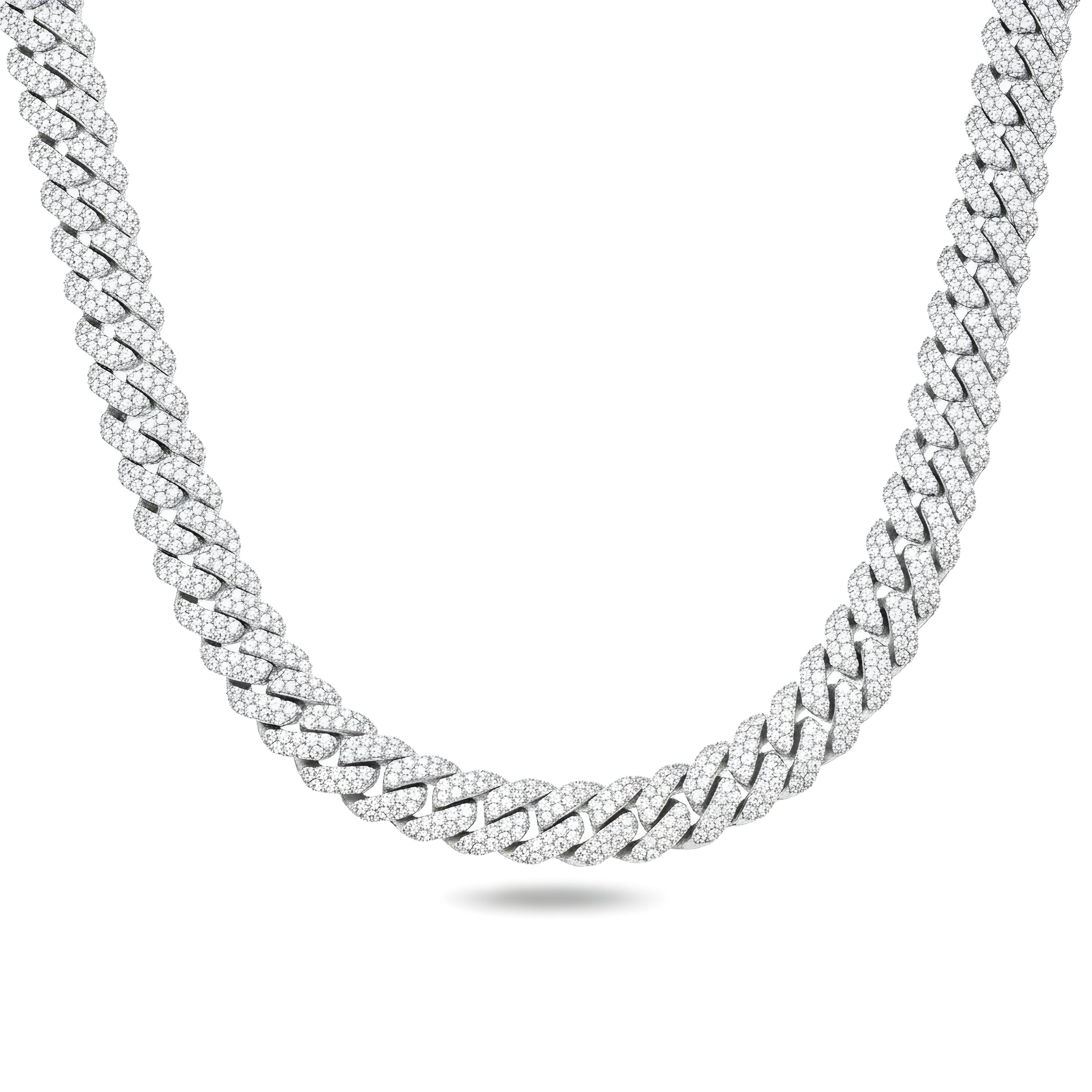 14K Yellow Gold Round Diamond Cuban Link Chain 34.0ct