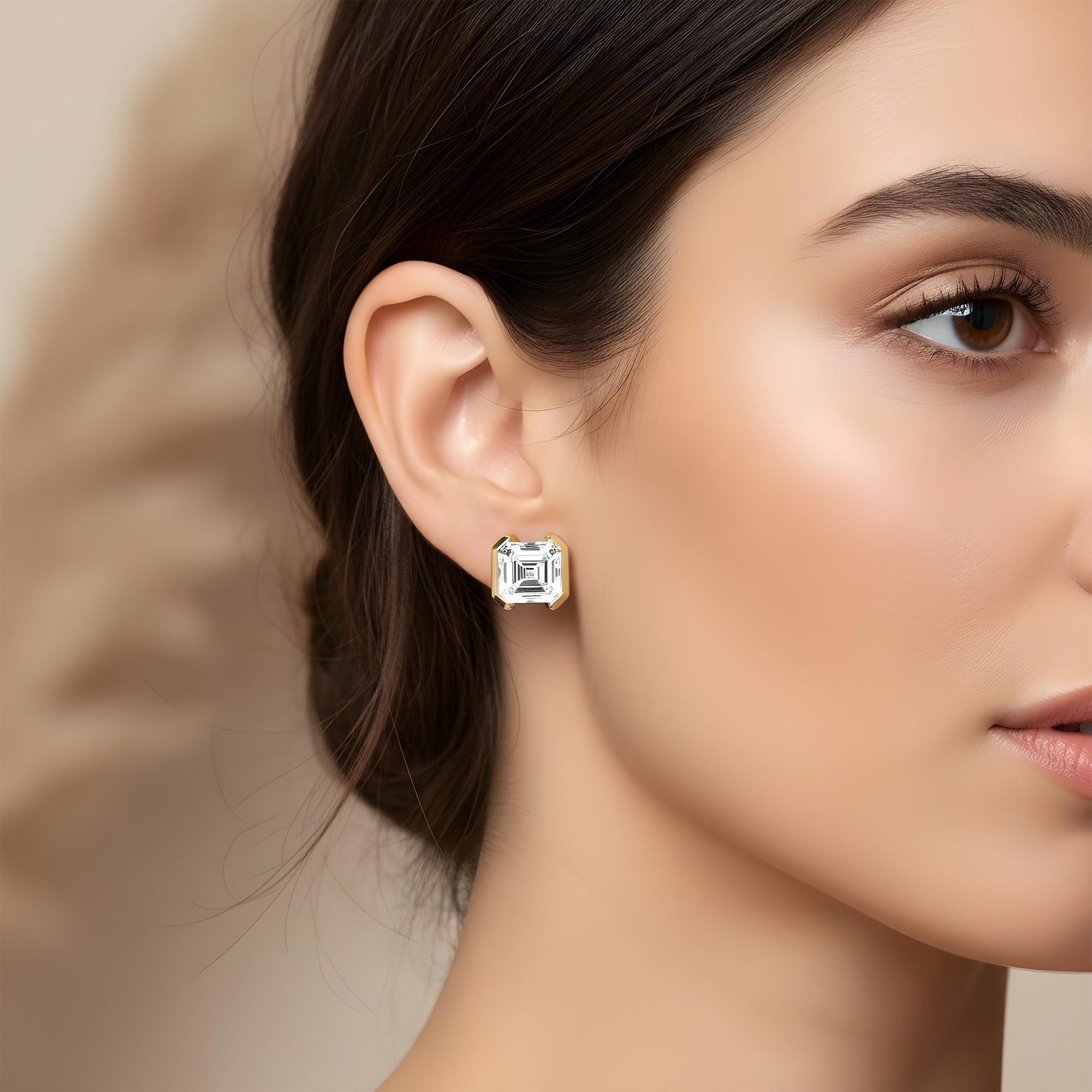 White Gold Asscher Cut Diamond Stud Earrings 1.87ctw