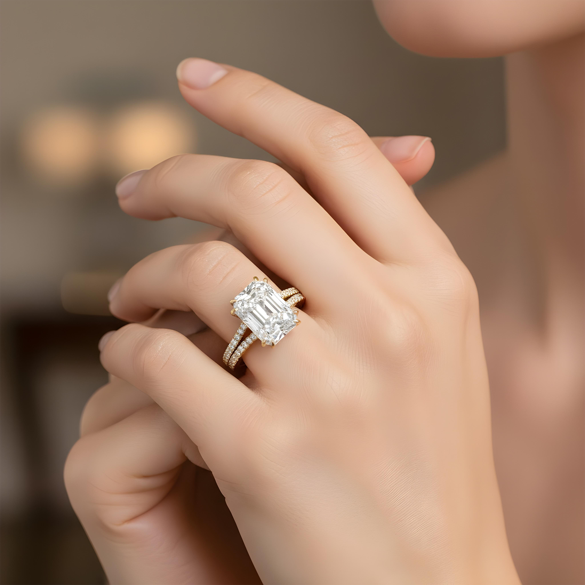 18K White Gold 4.41ct Elongated Cushion Cut Diamond Engagement Ring