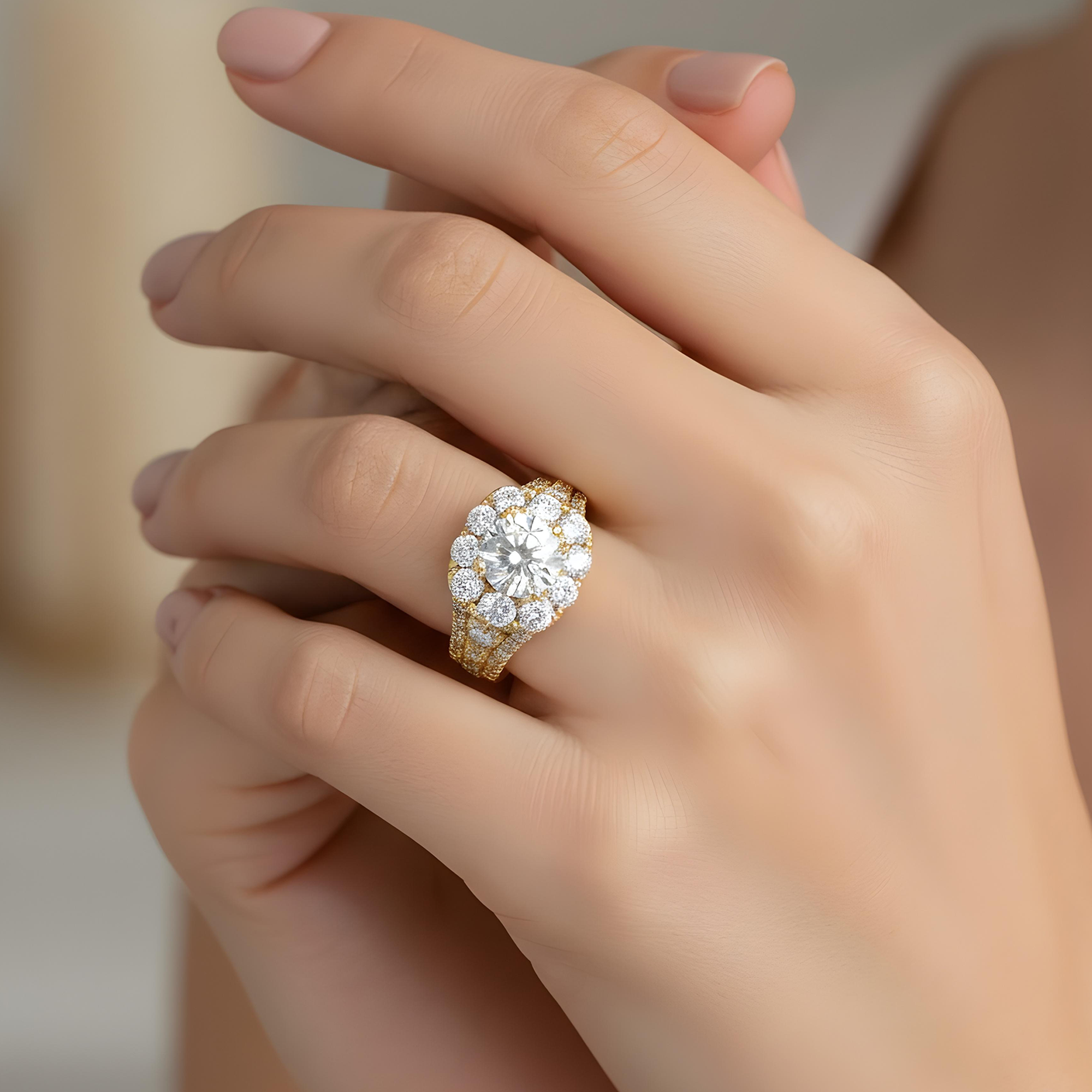 18K White Gold 3.92ct Round Cut Diamond Engagement Ring 7.22ctw