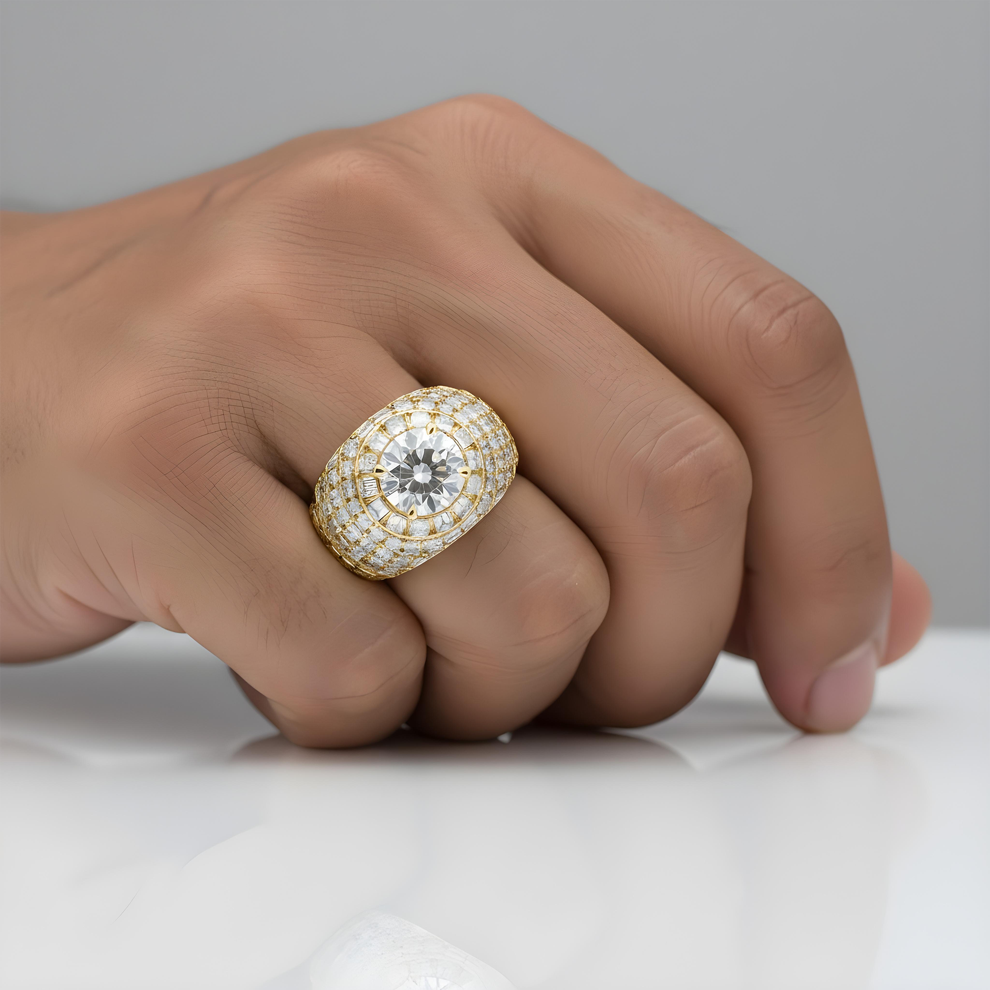 14K White Gold 4.01ct Round & Baguette Diamond Chandelier Ring 16.26ctw