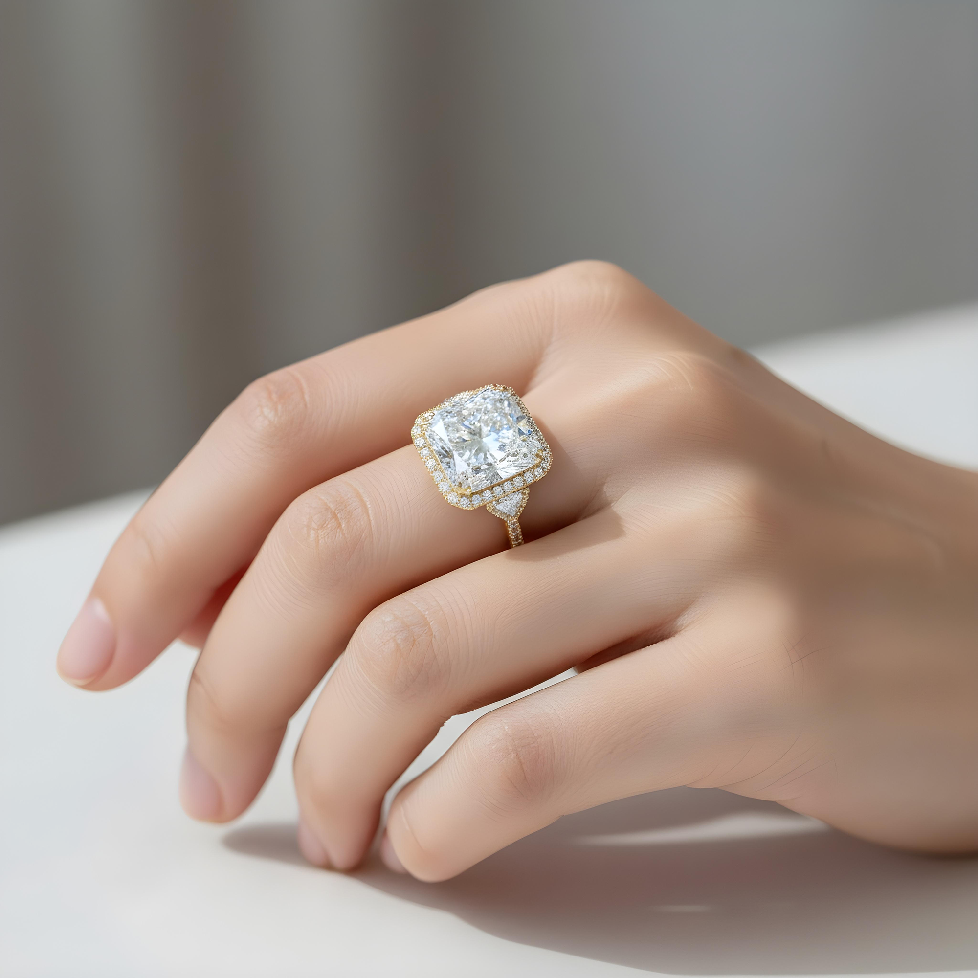GIA Platinum 20.03ct Square Radiant Cut Triple Diamond Engagement Ring 23.13ctw