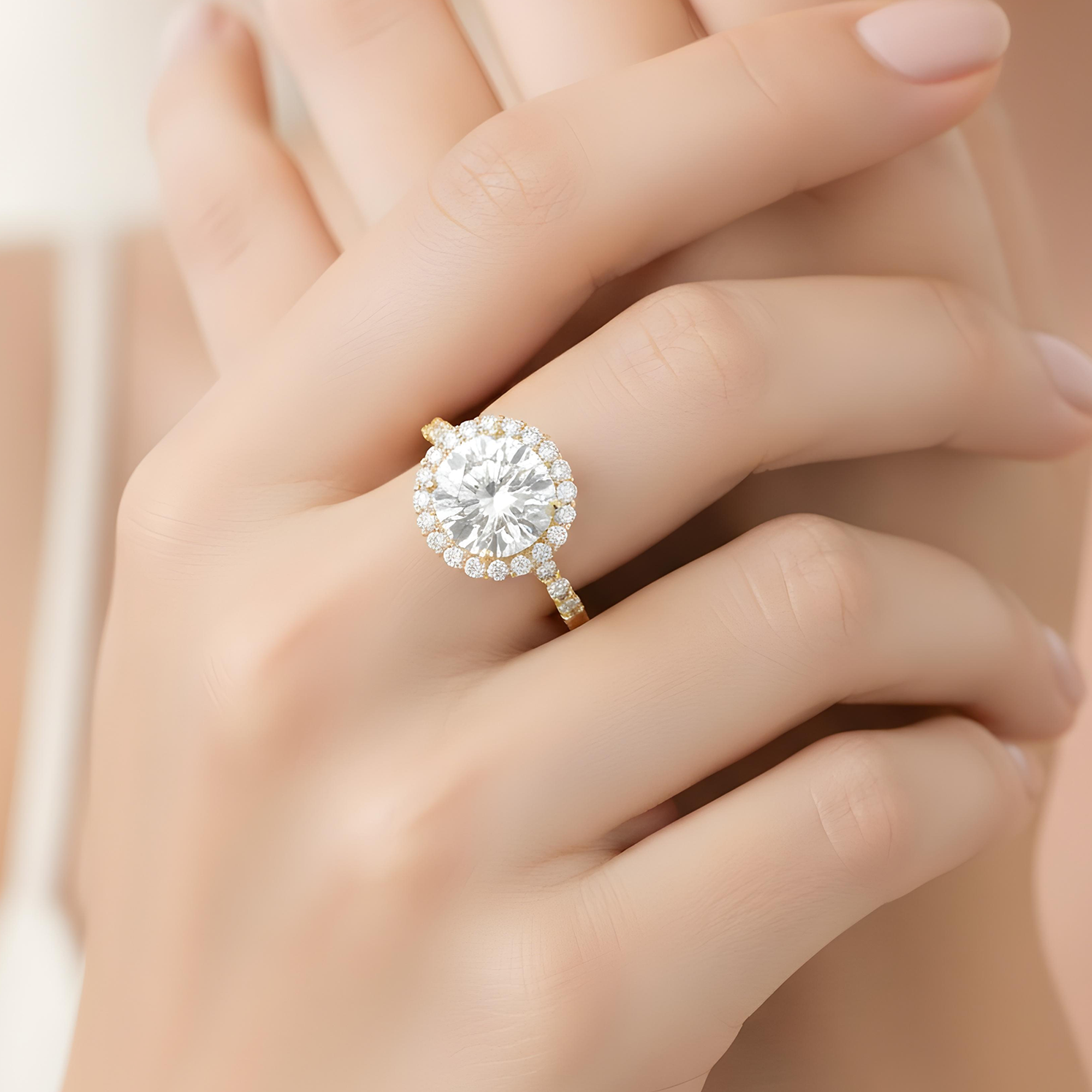 18K White Gold 5.11ct Round Cut Diamond Engagement Ring 6.67ctw
