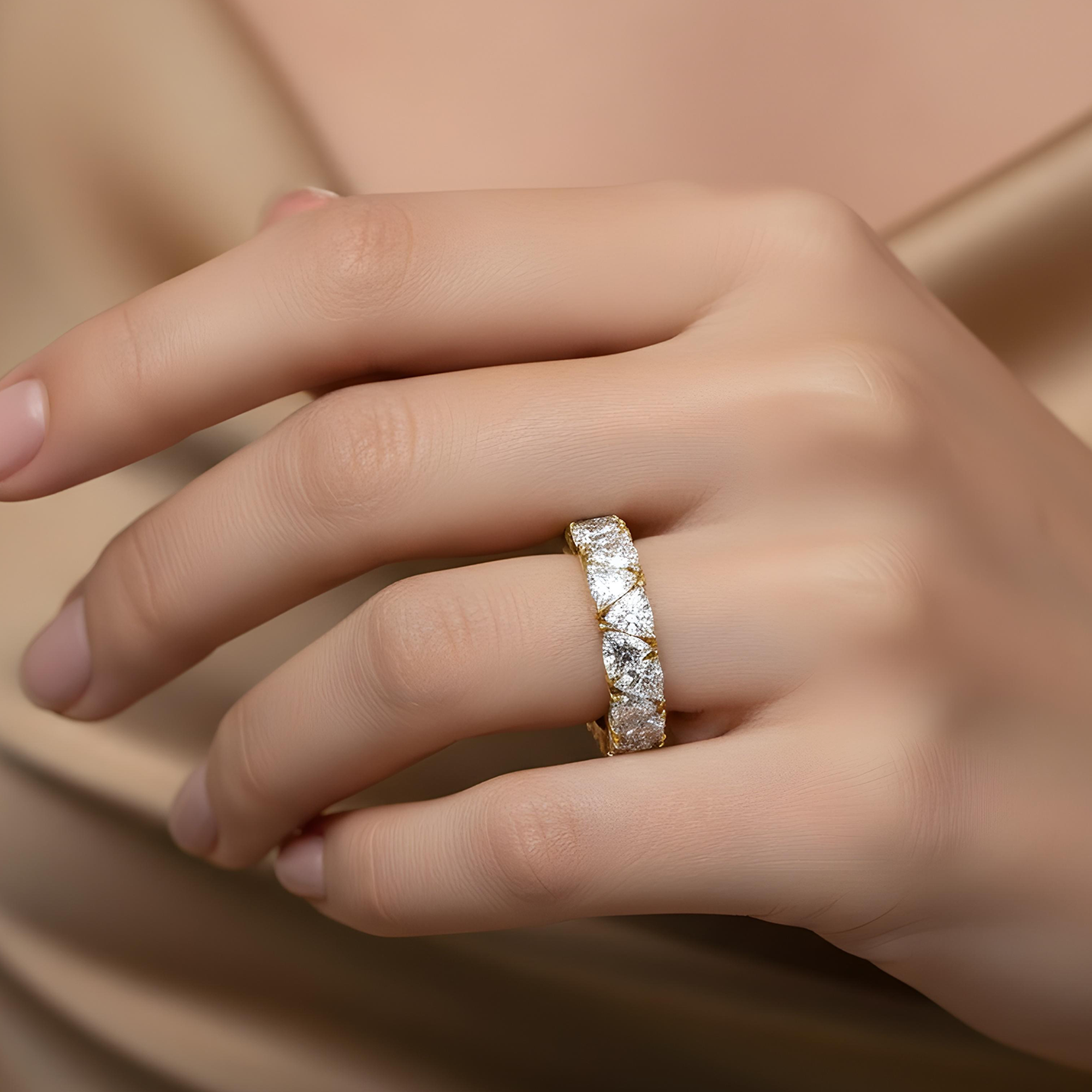 14K White Gold Trillion Cut Diamond Eternity Ring 7.89ct (size 6.25)