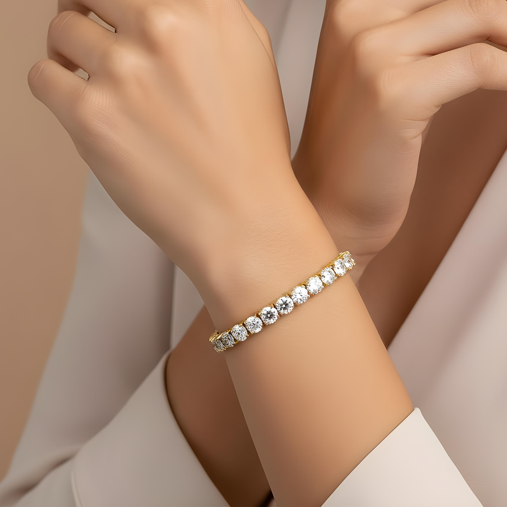 14K White Gold Round Diamond Tennis Bracelet 34.65ct