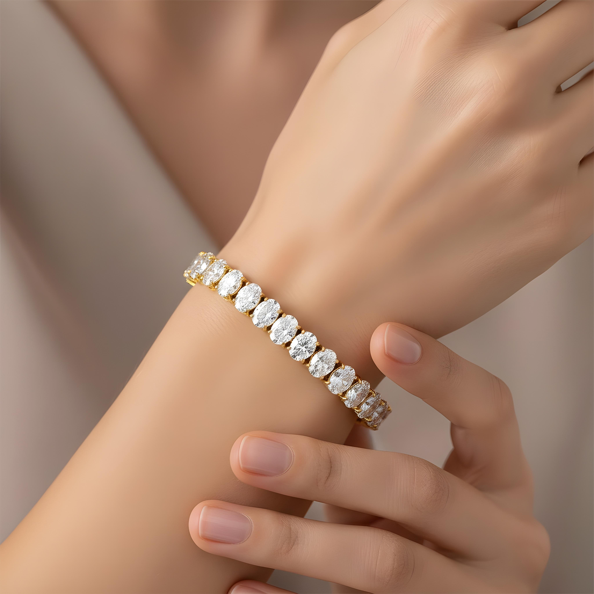 14K White Gold Oval Cut Diamond Tennis Bracelet 40.44ct