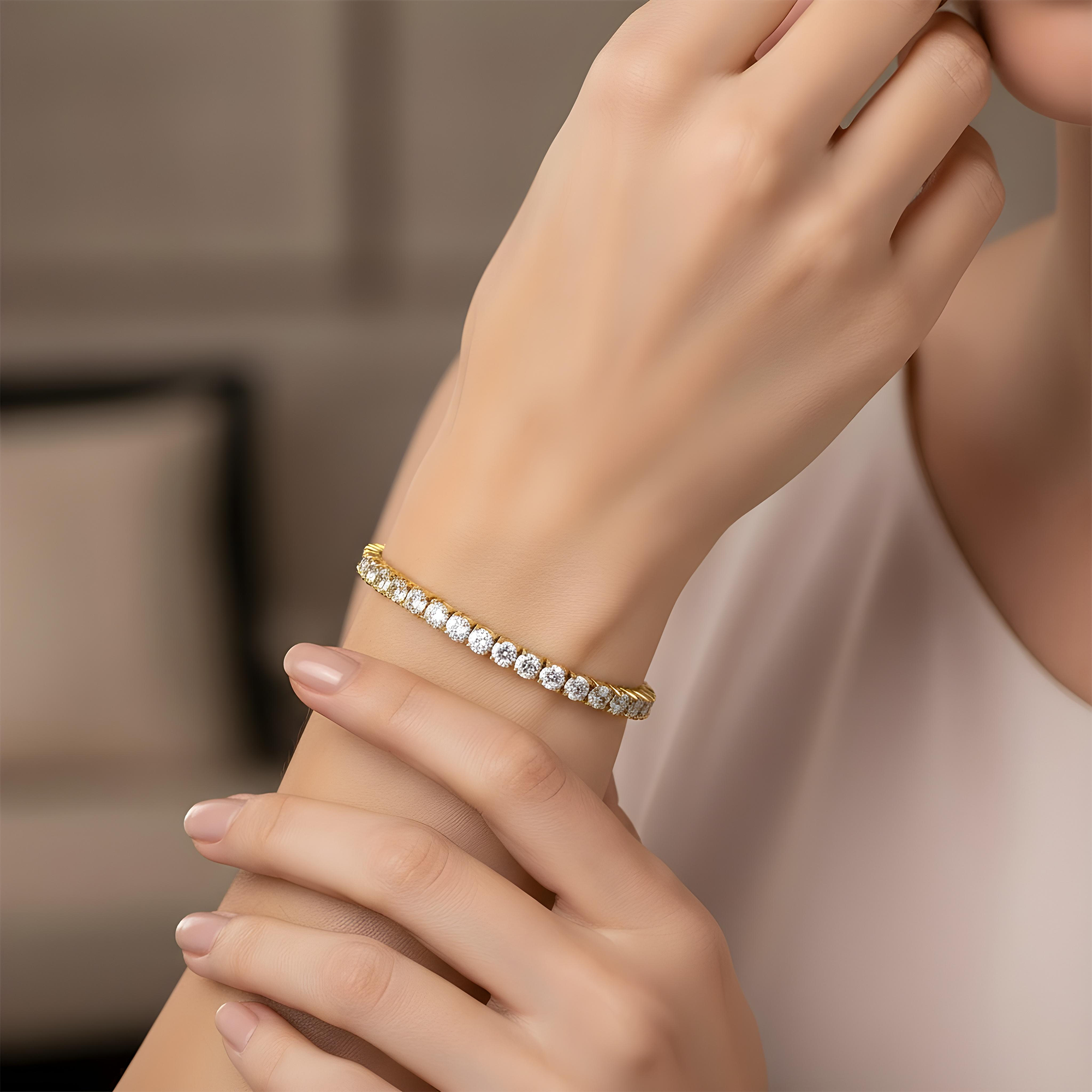 14K White Gold Round Diamond Tennis Bracelet 14.20ct